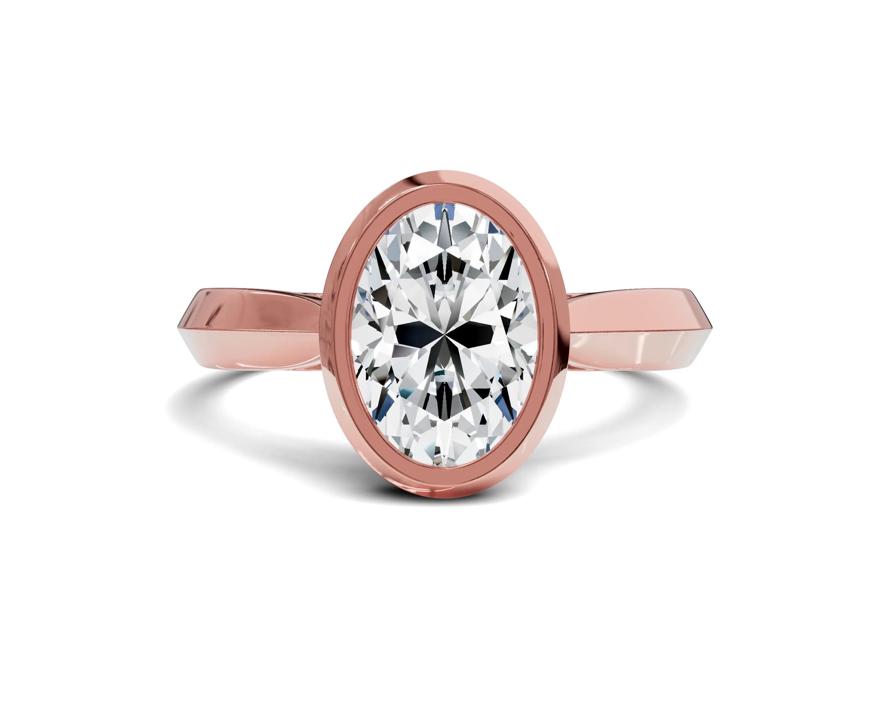 1.5 Ct Oval Diamond Bezel Setting Solitaire Engagement Ring