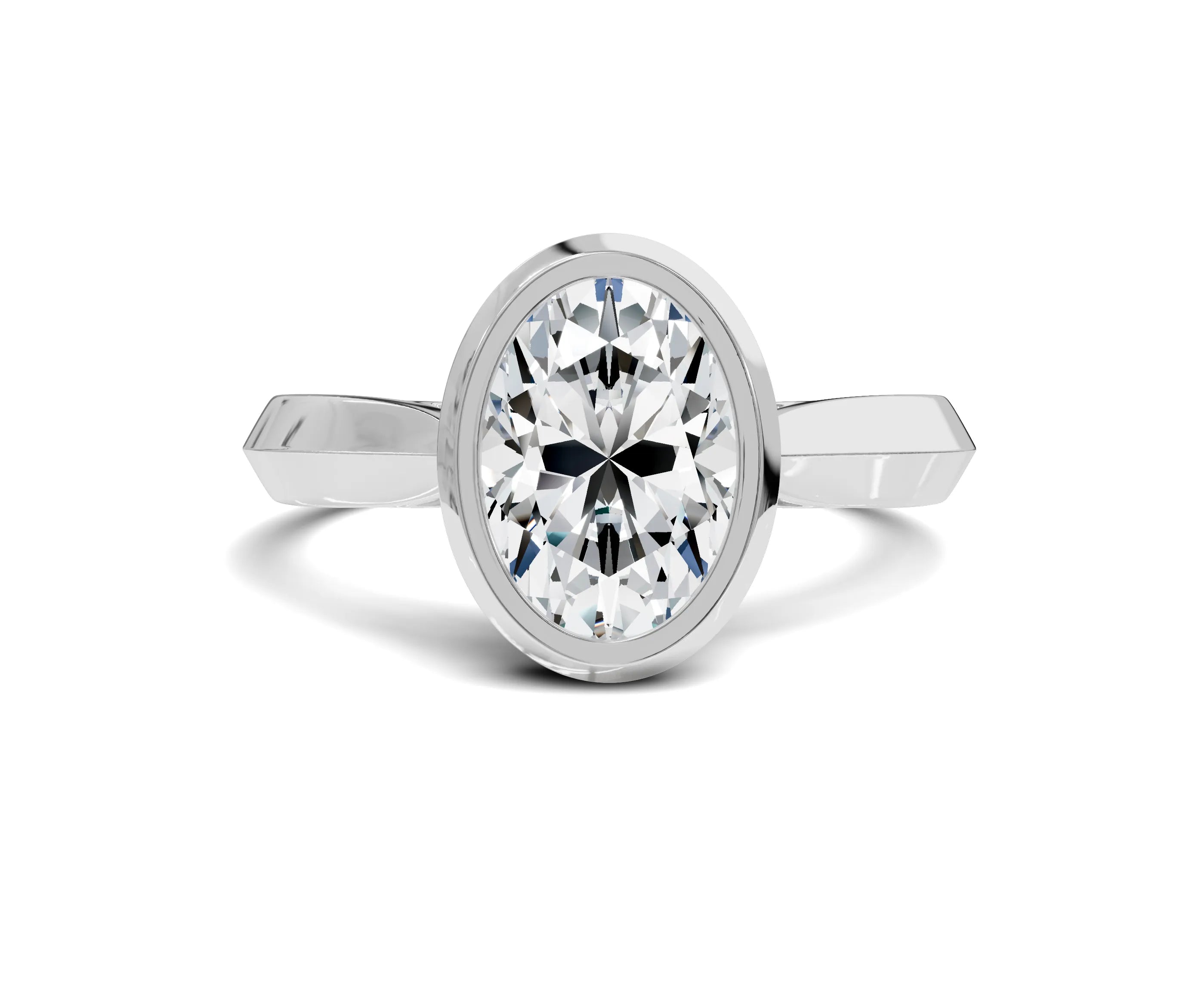 1.5 Ct Oval Diamond Bezel Setting Solitaire Engagement Ring