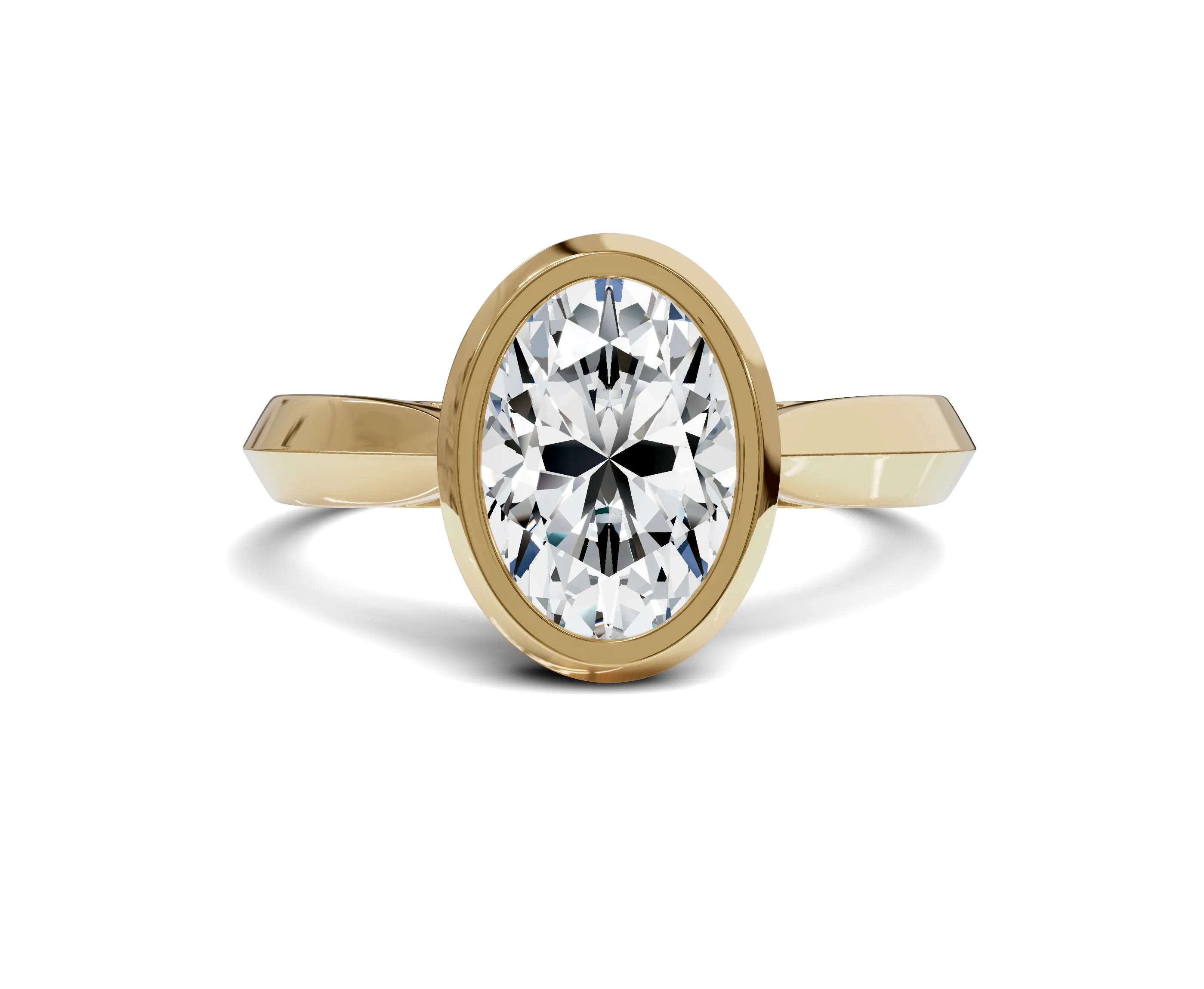 1.5 Ct Oval Diamond Bezel Setting Solitaire Engagement Ring