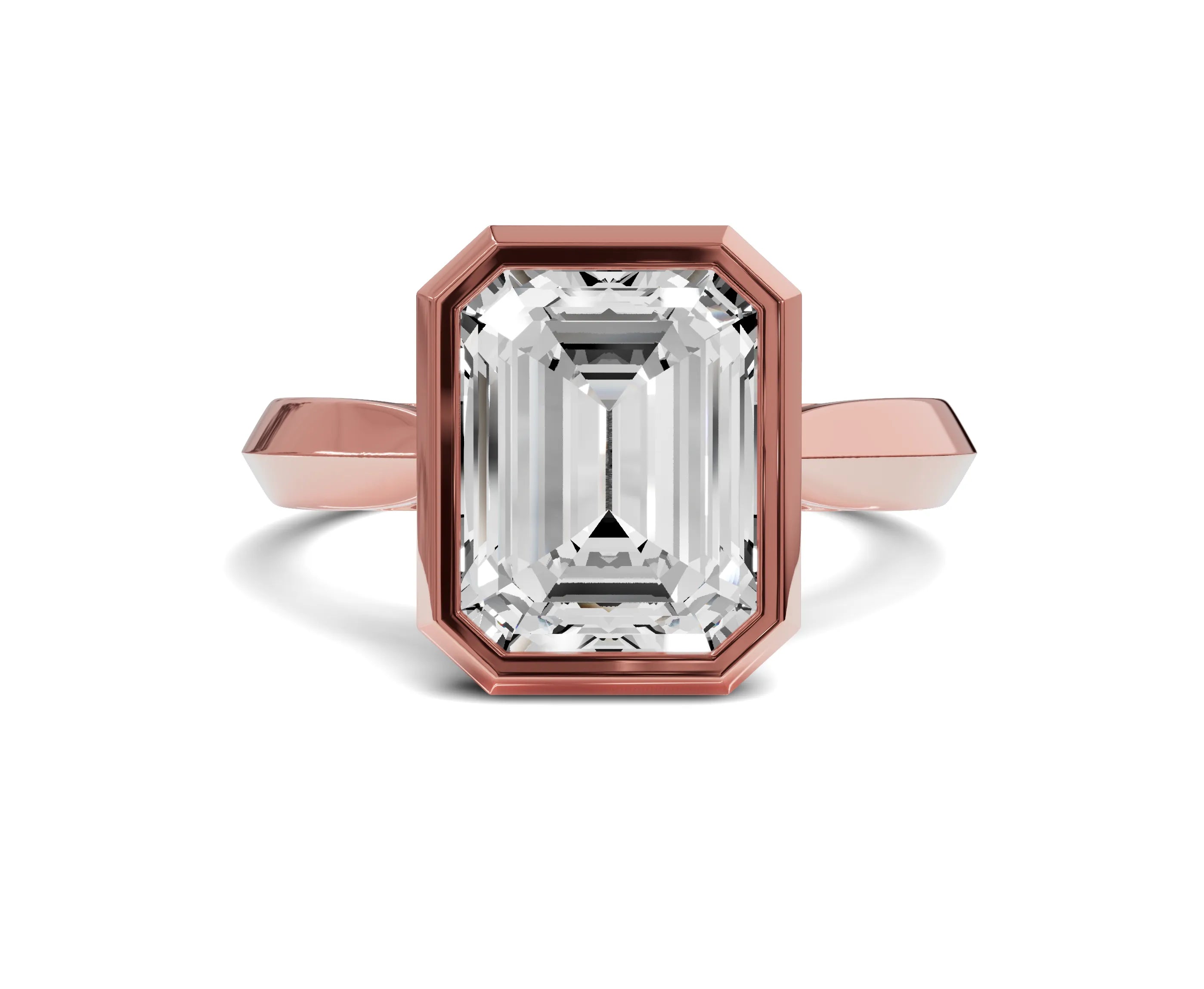 2.25 Ct Emerald Diamond Bezel Setting Solitaire Engagement Ring