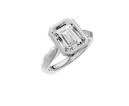 2.25 Ct Emerald Diamond Bezel Setting Solitaire Engagement Ring