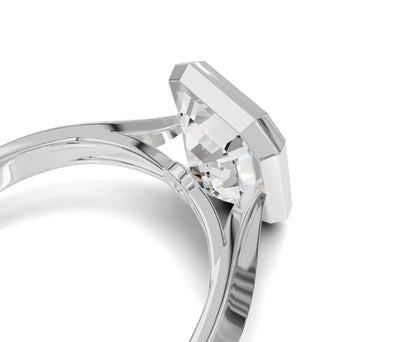 2.25 Ct Emerald Diamond Bezel Setting Solitaire Engagement Ring