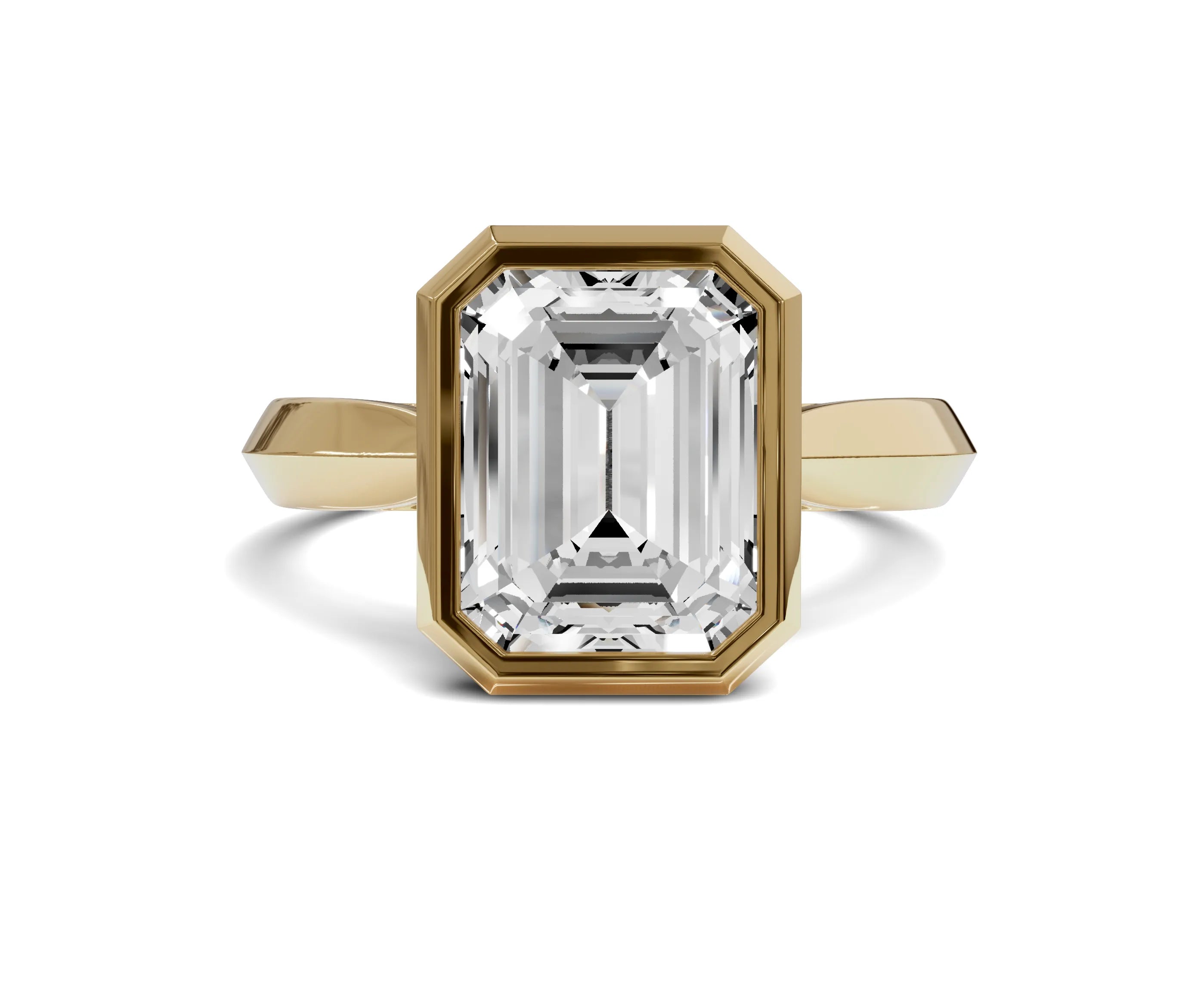 2.25 Ct Emerald Diamond Bezel Setting Solitaire Engagement Ring