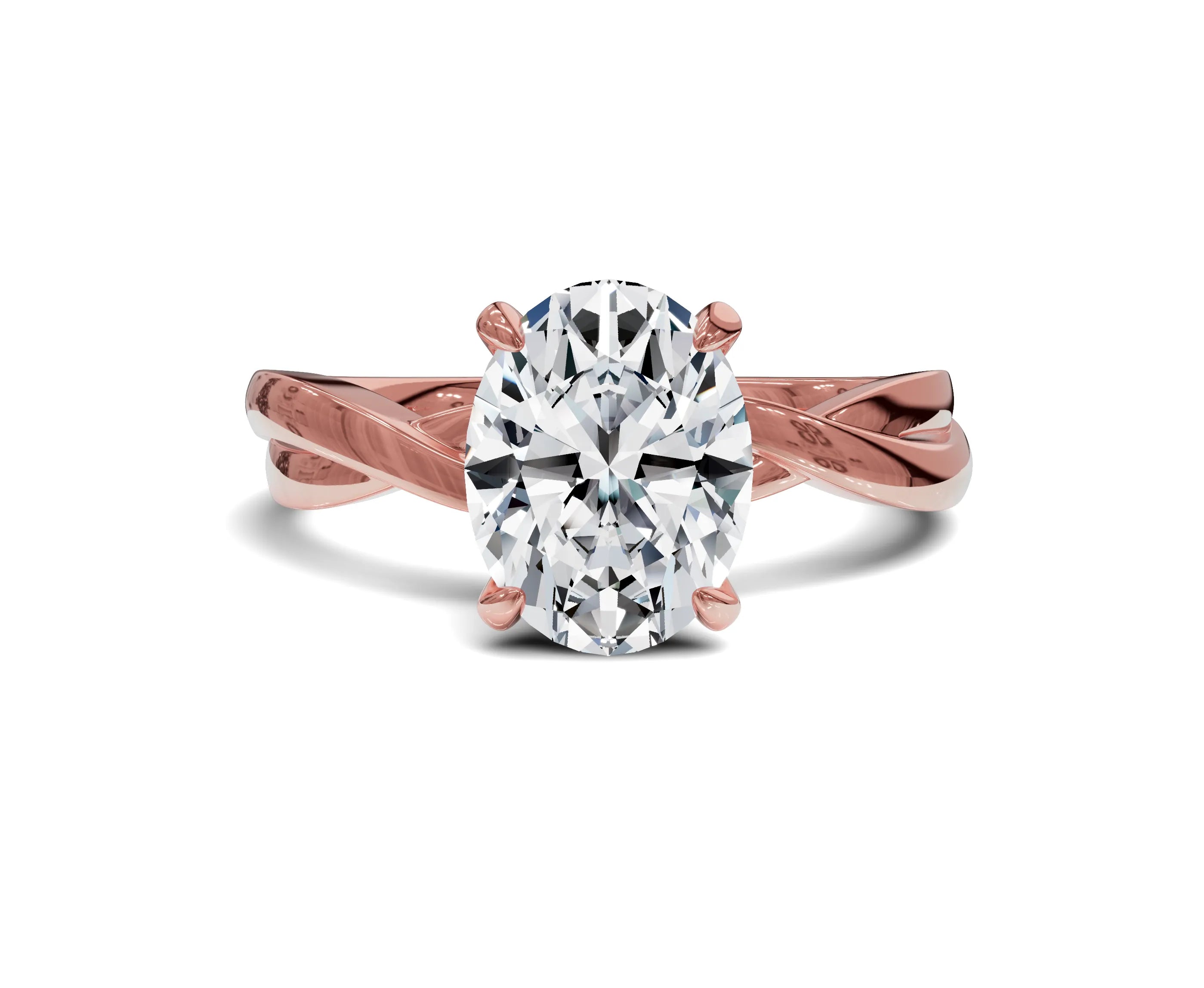 1.5 Ct Oval Diamond Twisted Shank Solitaire Engagement Ring