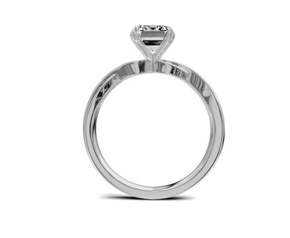 1.5 Ct Emerald Diamond Twisted Shank Solitaire Engagement Ring