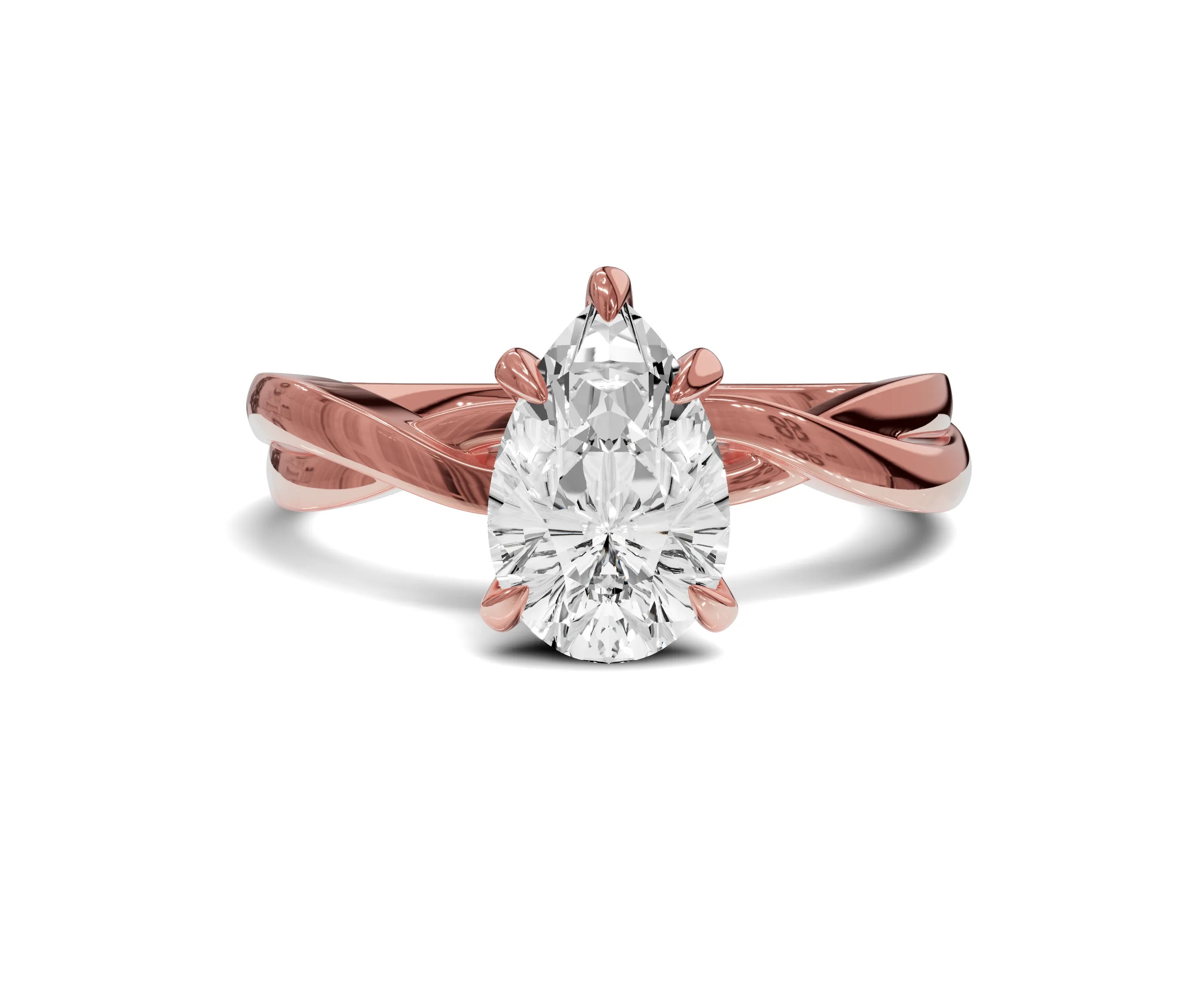 1.5 Ct Pear Diamond Twisted Shank Solitaire Engagement Ring