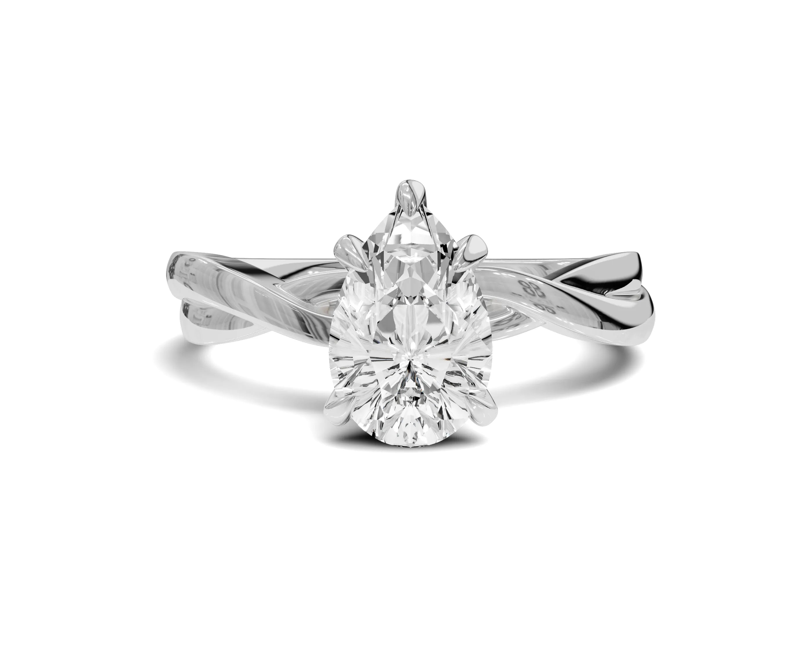 1.5 Ct Pear Diamond Twisted Shank Solitaire Engagement Ring