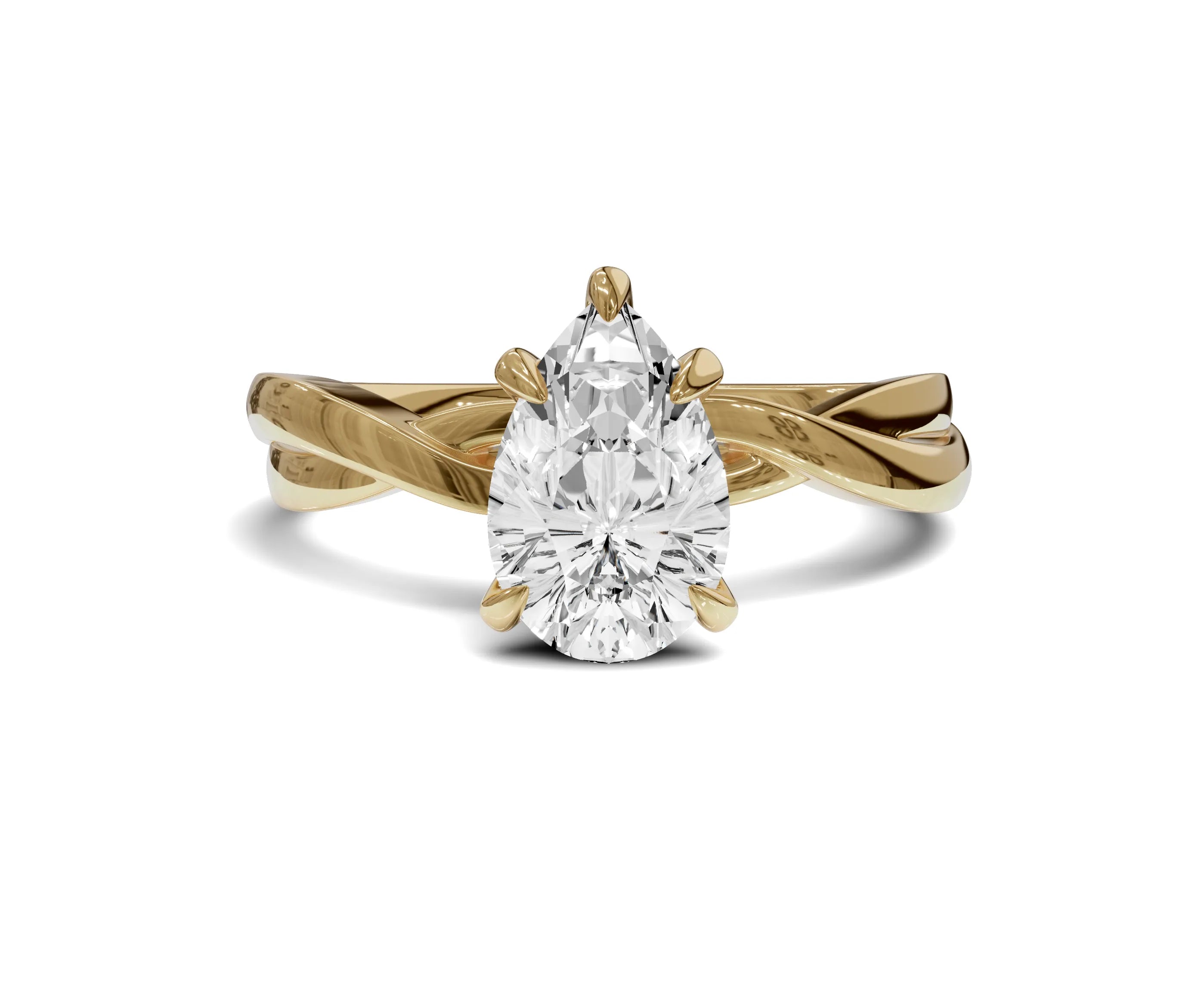 1.5 Ct Pear Diamond Twisted Shank Solitaire Engagement Ring