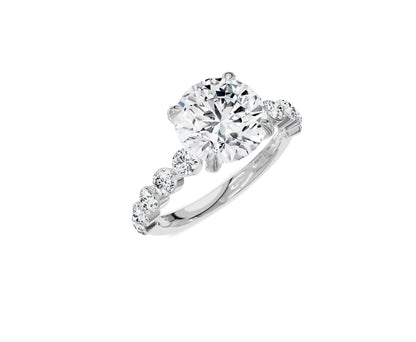 3.25 Ct Round Diamond Engagement Ring with Side Stones & Hidden Halo