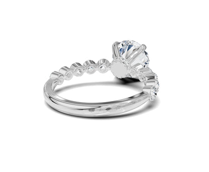 3.25 Ct Round Diamond Engagement Ring with Side Stones & Hidden Halo