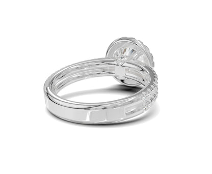 2.75 Ct Round Diamond Halo Engagement Ring with Side Stones