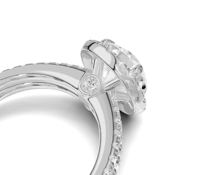 2.75 Ct Round Diamond Halo Engagement Ring with Side Stones