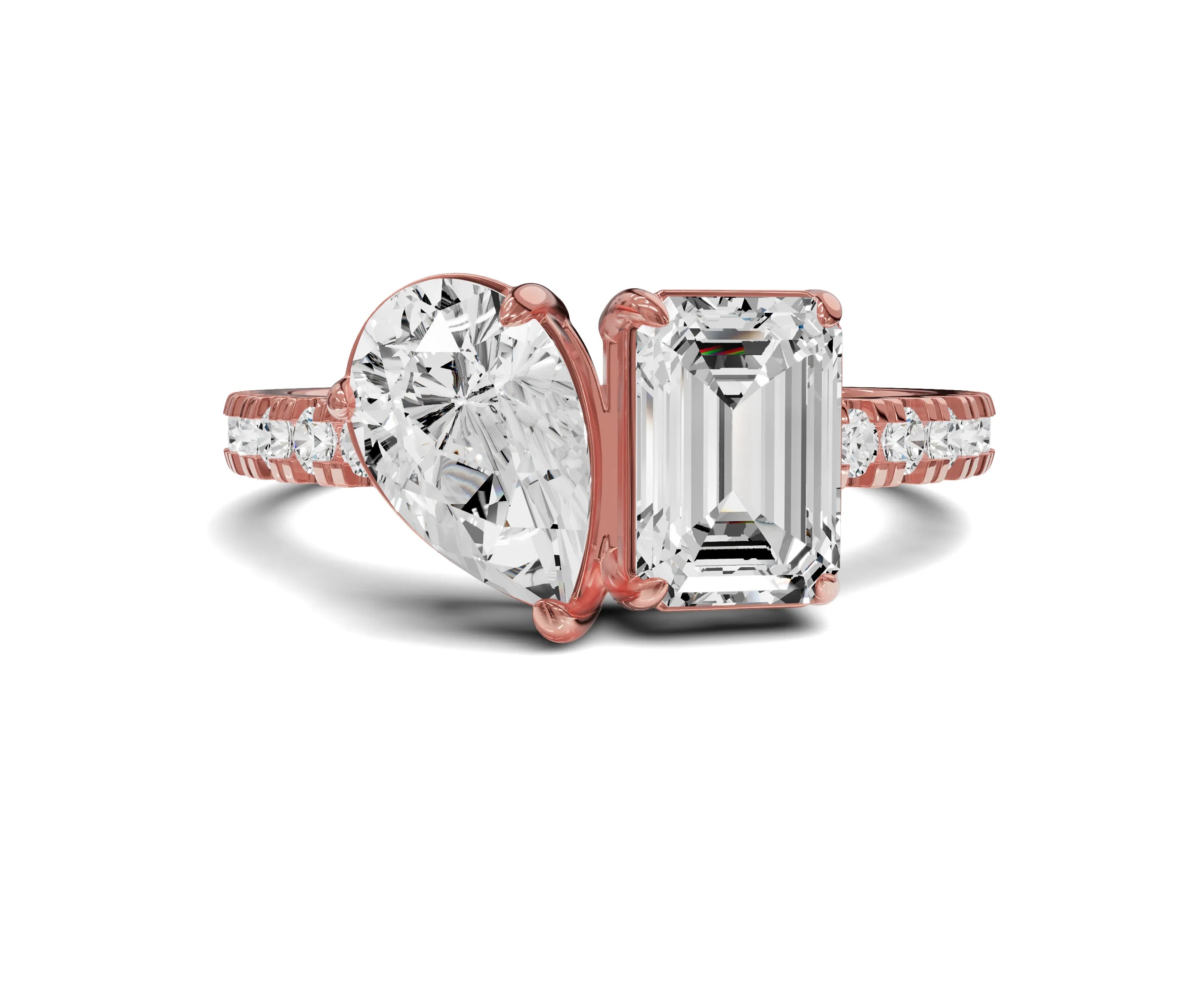Pear & Emerald Cut Toi Et Moi Engagement Ring | 2.50ct Lab Grown