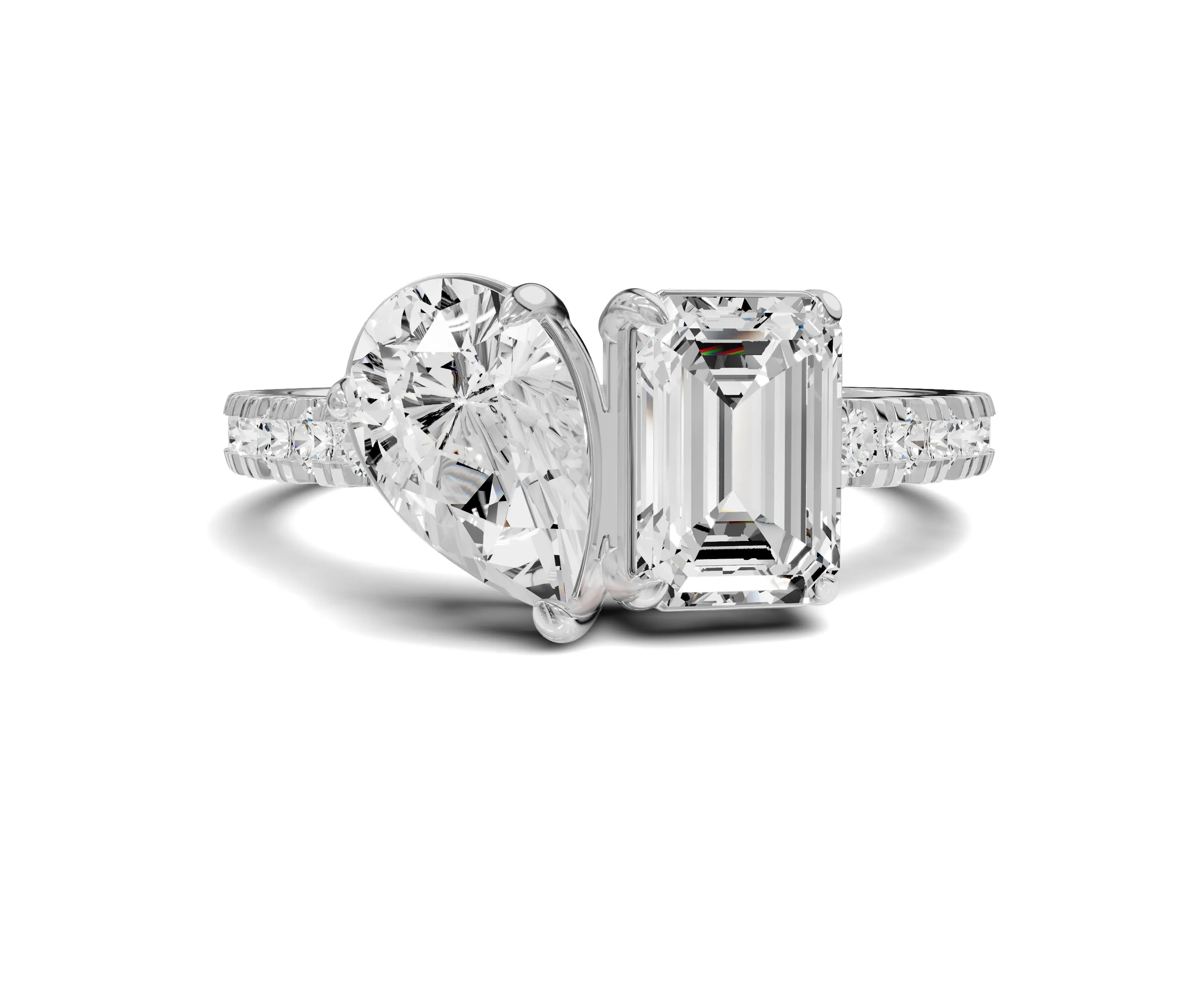 Pear & Emerald Cut Toi Et Moi Engagement Ring | 2.50ct Lab Grown