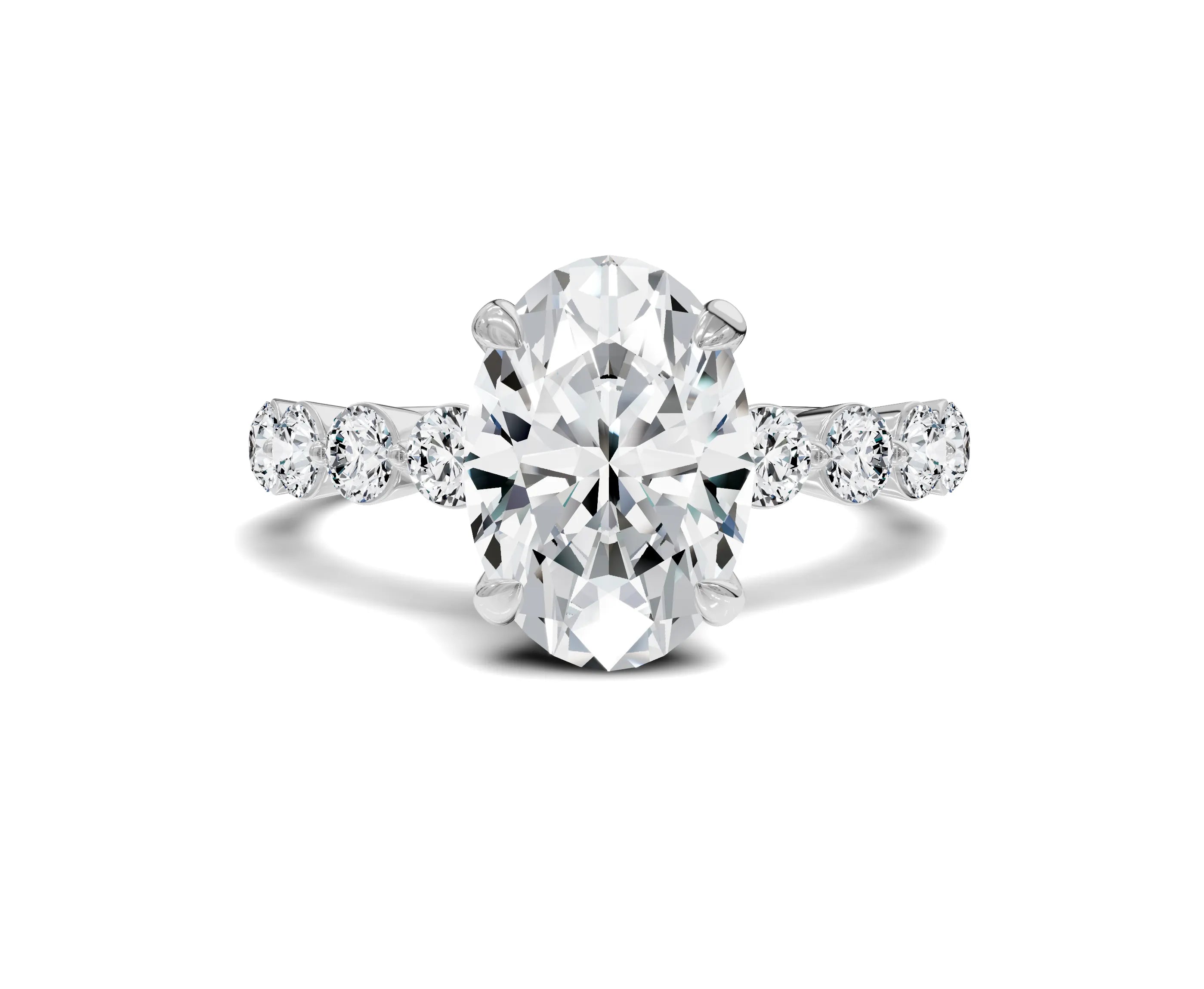2.75 Ct Oval Cut Diamond Engagement Ring with Side Stone