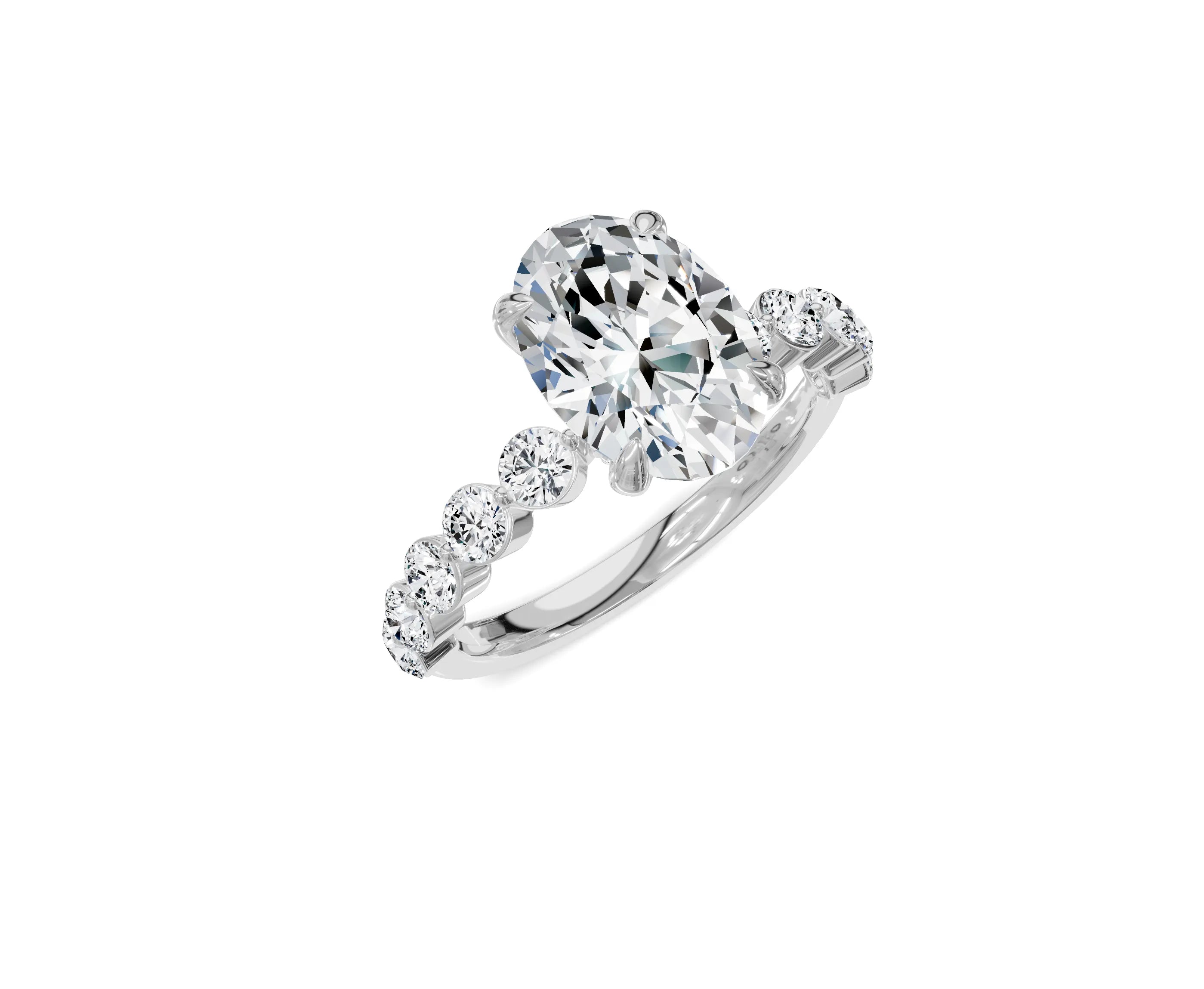 2.75 Ct Oval Cut Diamond Engagement Ring with Side Stone