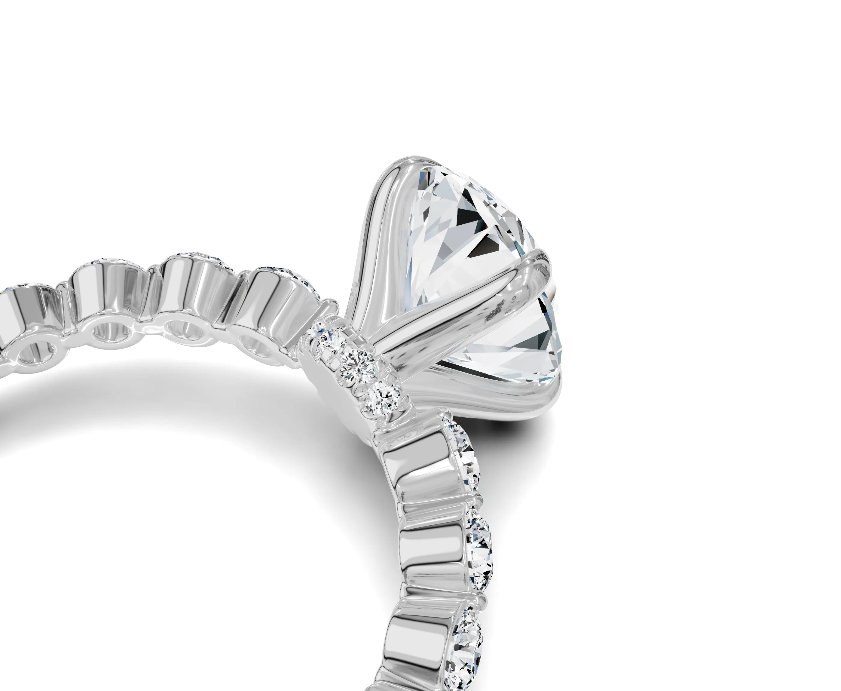 2.75 Ct Oval Cut Diamond Engagement Ring with Side Stone
