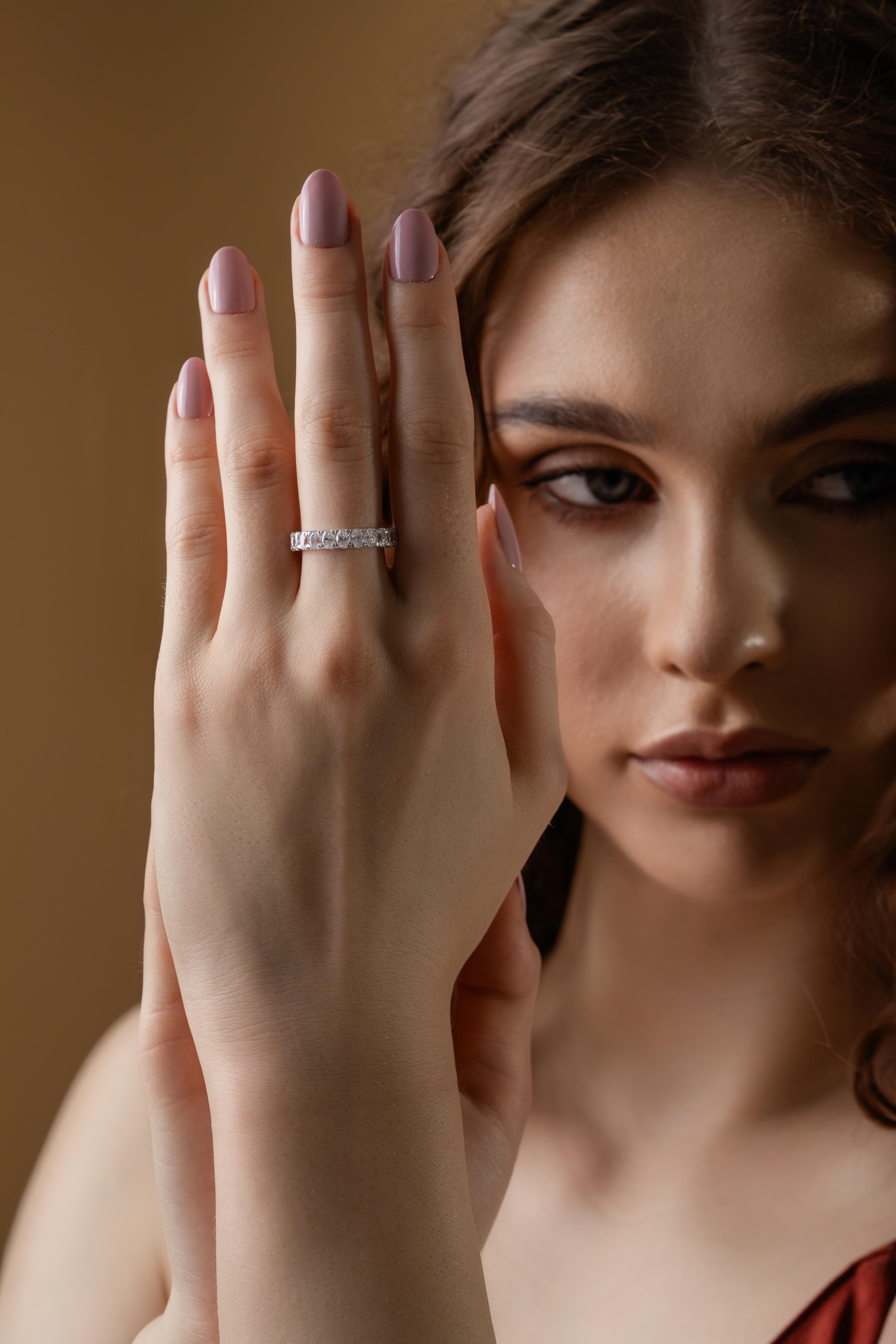 Timeless Radiance|3ct Lab Grown Oval Diamond Eternity Band