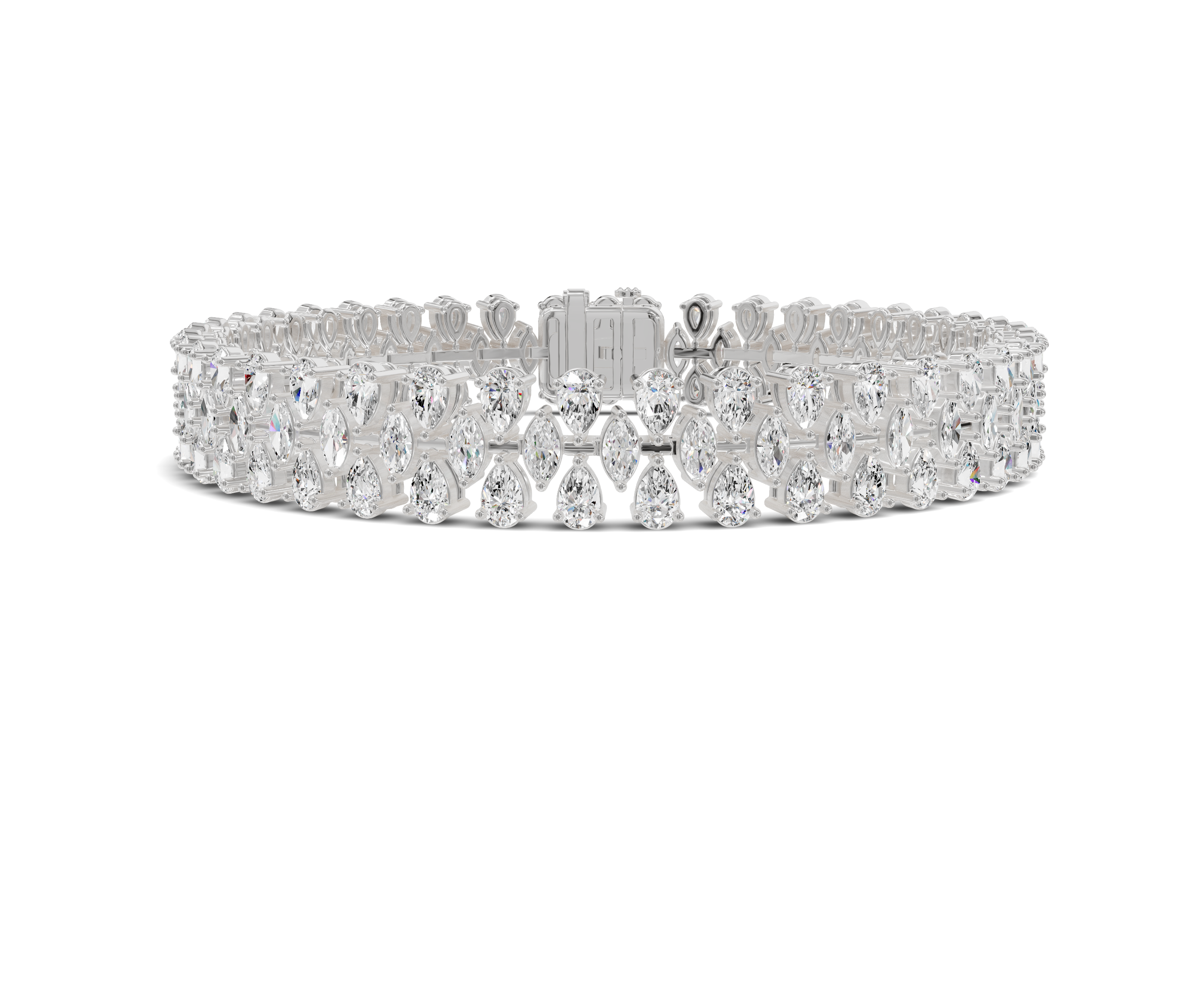 Blush Harmony Multi-Stone Lab-Grown Diamond Bracelet, #metal-type_14k-white-gold