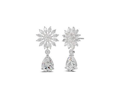 #metal-type_14k-white-gold, Blossom Brilliance Drops Earrings | Chicory Jewel