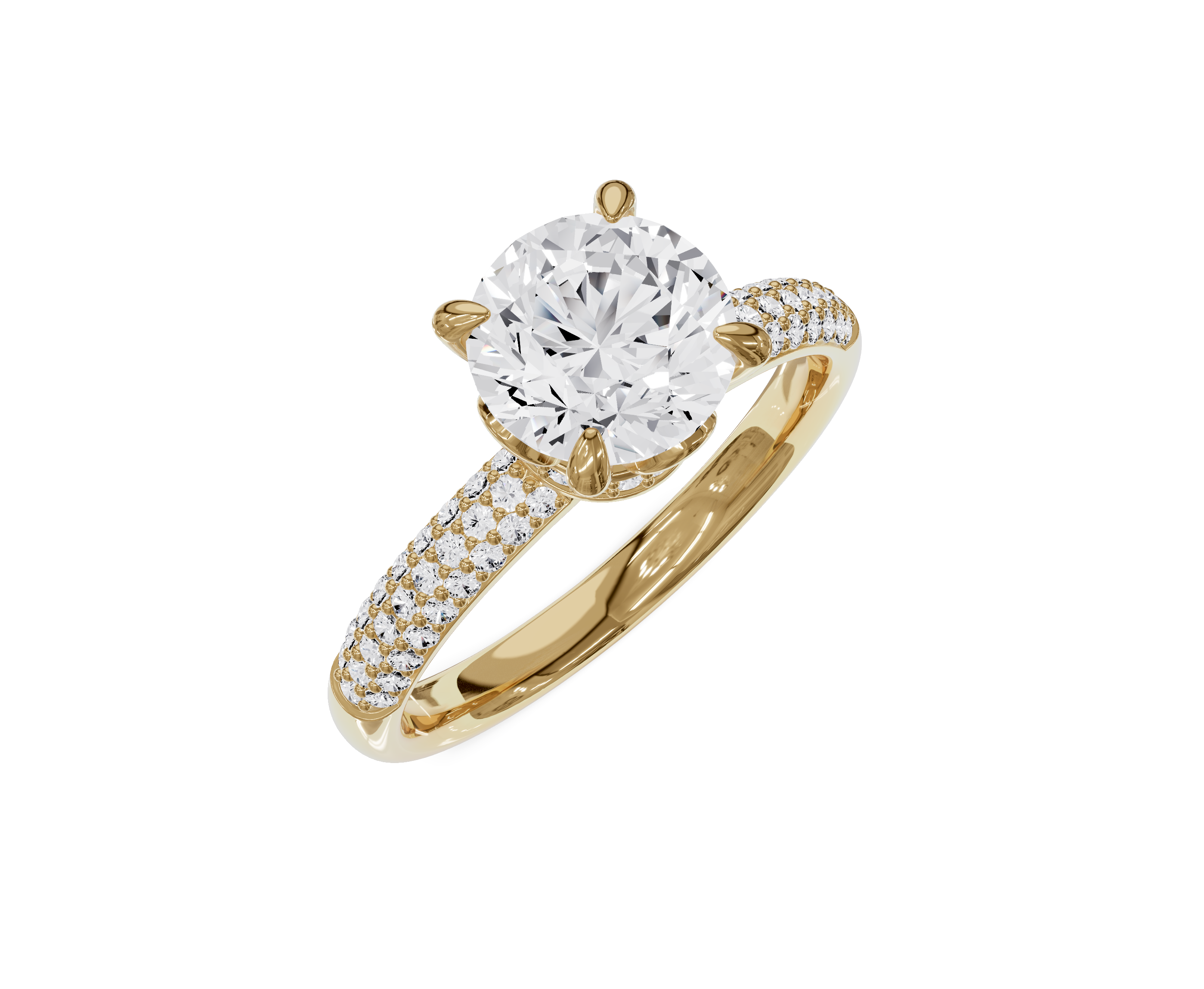 Side Stone Engagement Ring|1.25 Ct|Round Diamond - Chicory Jewel
