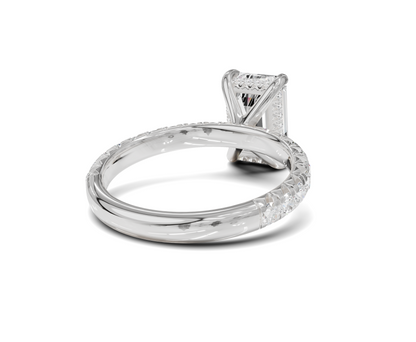 Luxurious Emerald Cut Engagement Ring with Hidden Halo