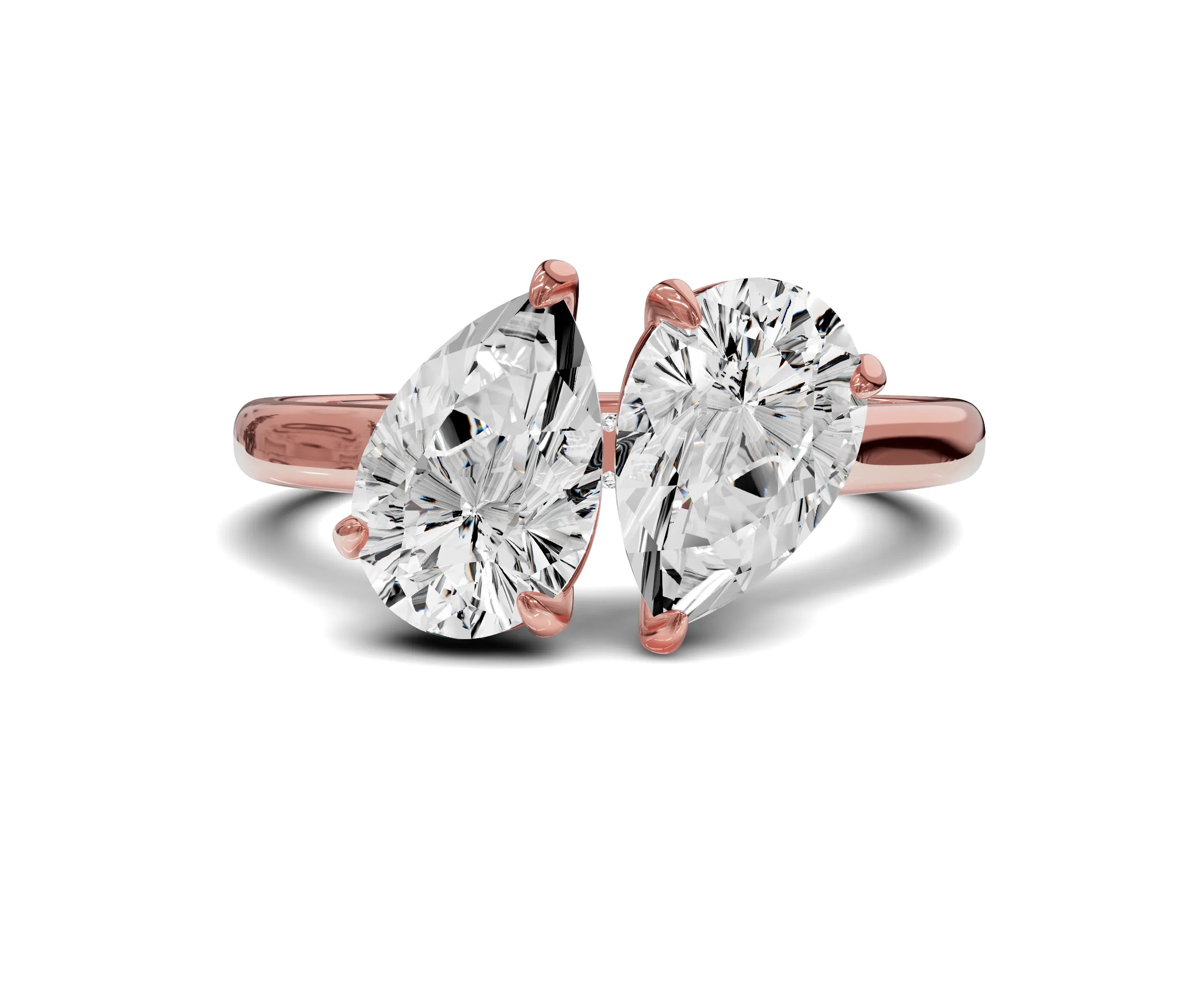 Unique Toi et Moi Ring with Twin Pear Diamonds - Chicory Jewel
