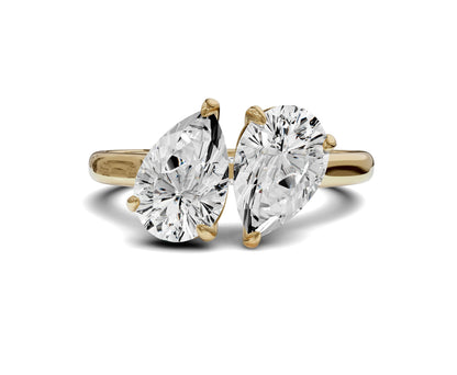 Unique Toi et Moi Ring with Twin Pear Diamonds - Chicory Jewel
