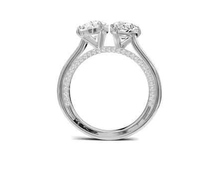 Unique Toi et Moi Ring with Twin Pear Diamonds - Chicory Jewel