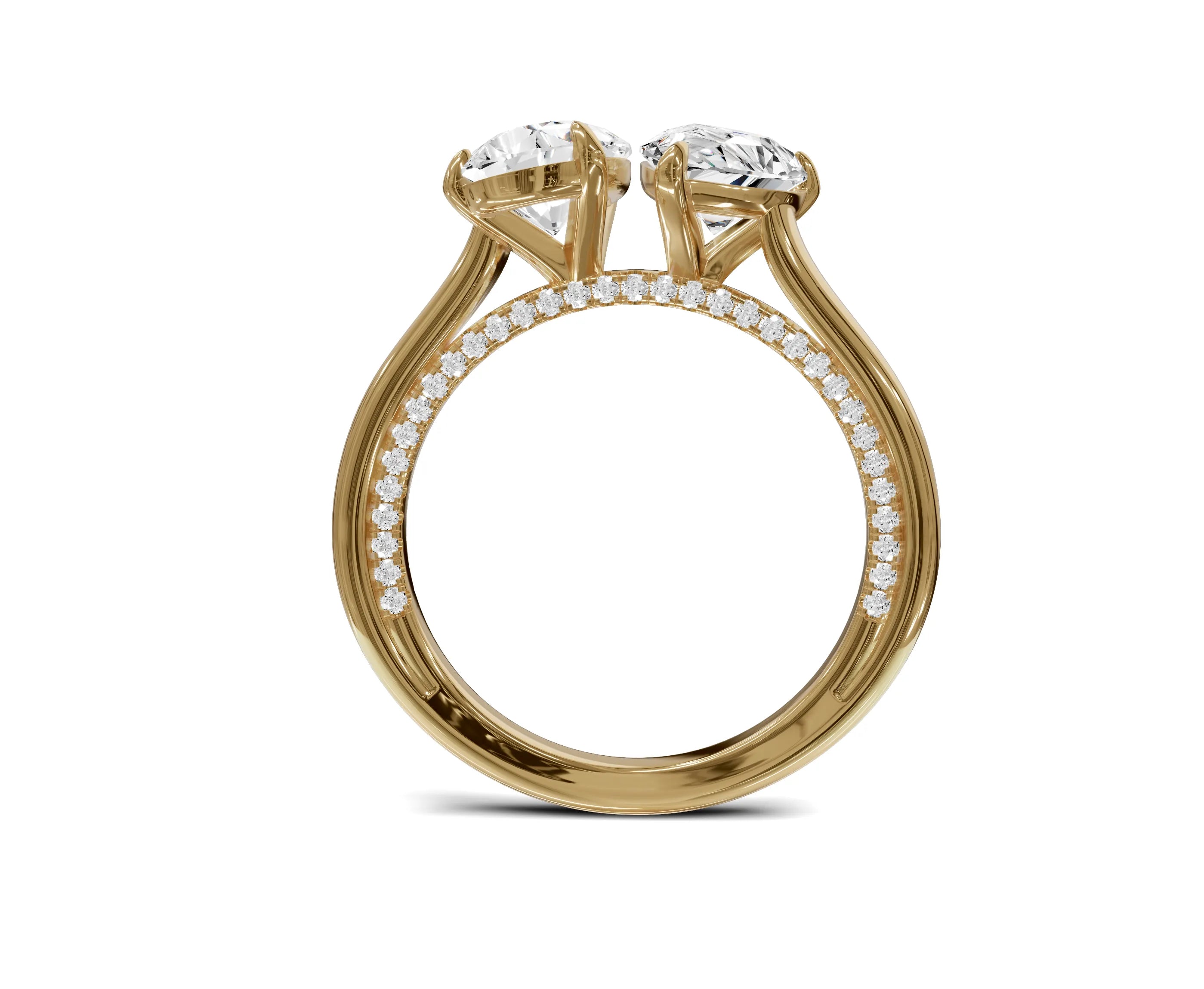 Unique Toi et Moi Ring with Twin Pear Diamonds - Chicory Jewel