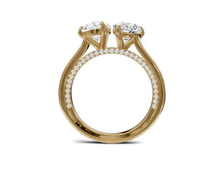 Unique Toi et Moi Ring with Twin Pear Diamonds - Chicory Jewel