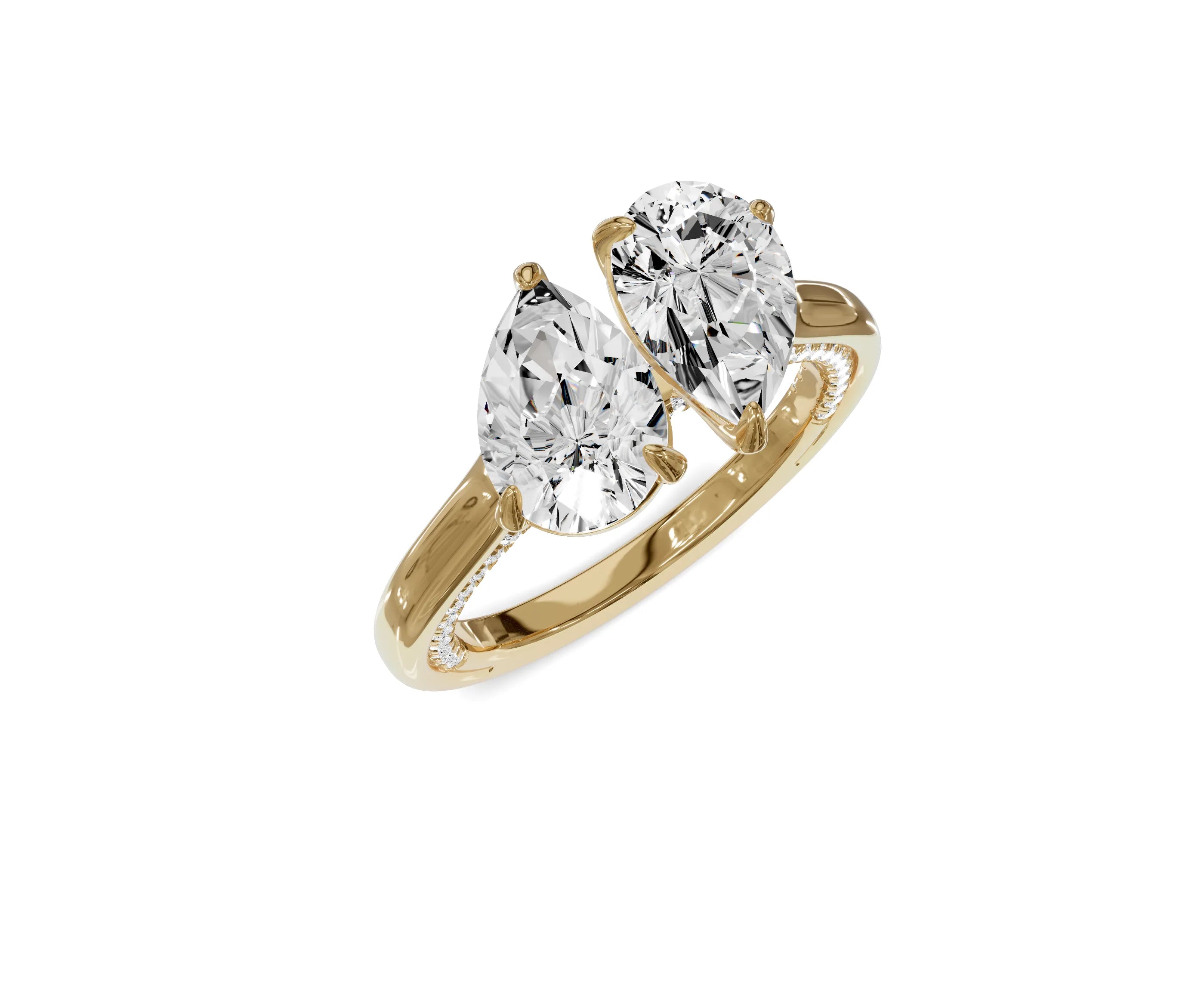 Unique Toi et Moi Ring with Twin Pear Diamonds - Chicory Jewel