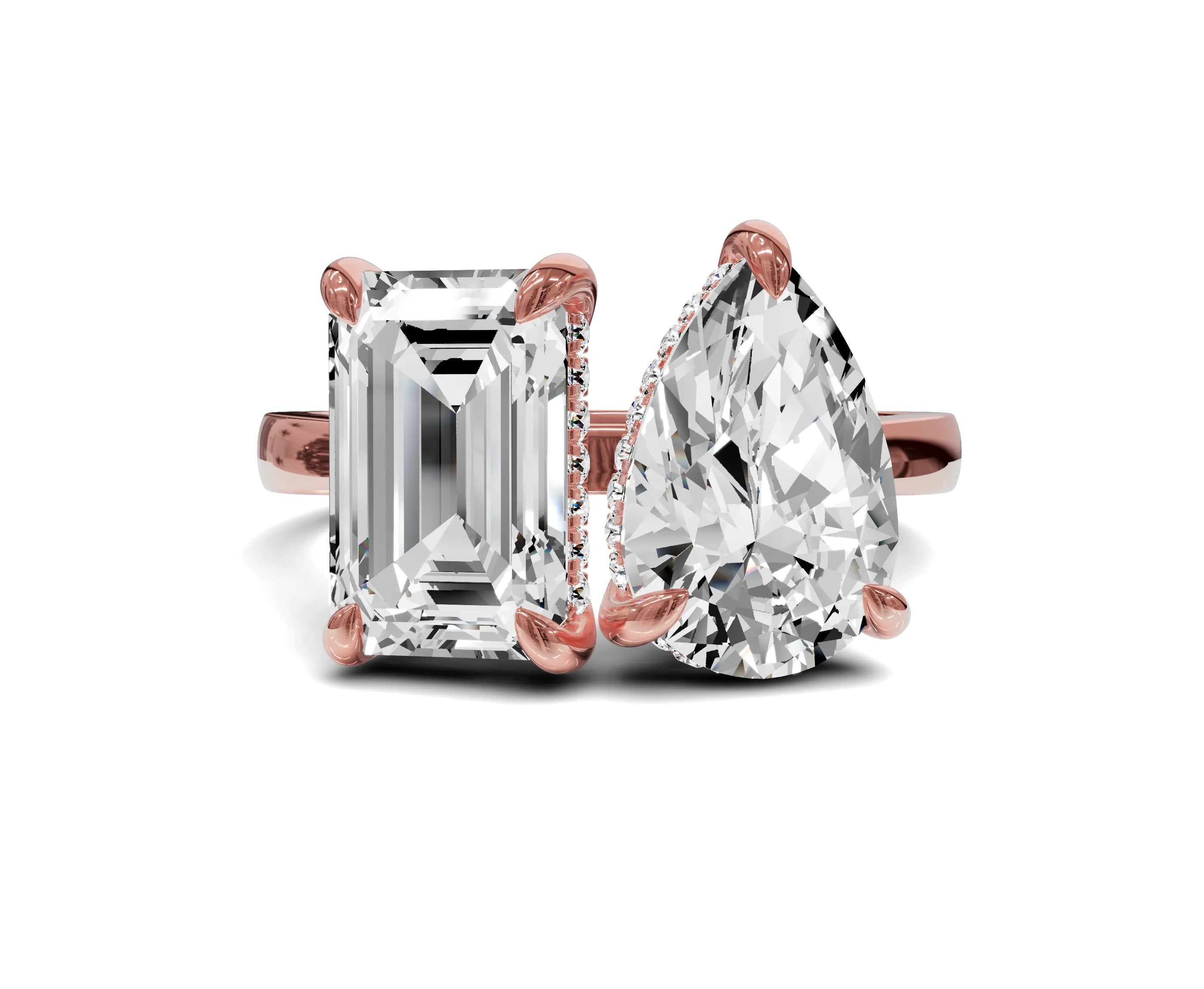 Pear & Emerald Toi et Moi Diamond Ring - Chicory Jewel