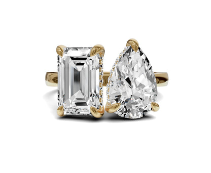 Pear & Emerald Toi et Moi Diamond Ring - Chicory Jewel