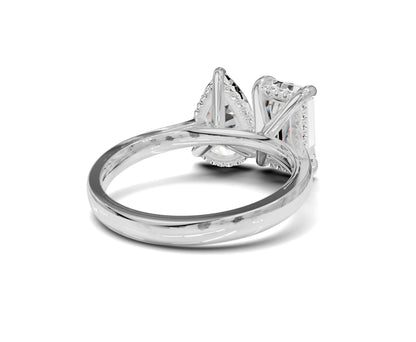 Pear & Emerald Toi et Moi Diamond Ring - Chicory Jewel