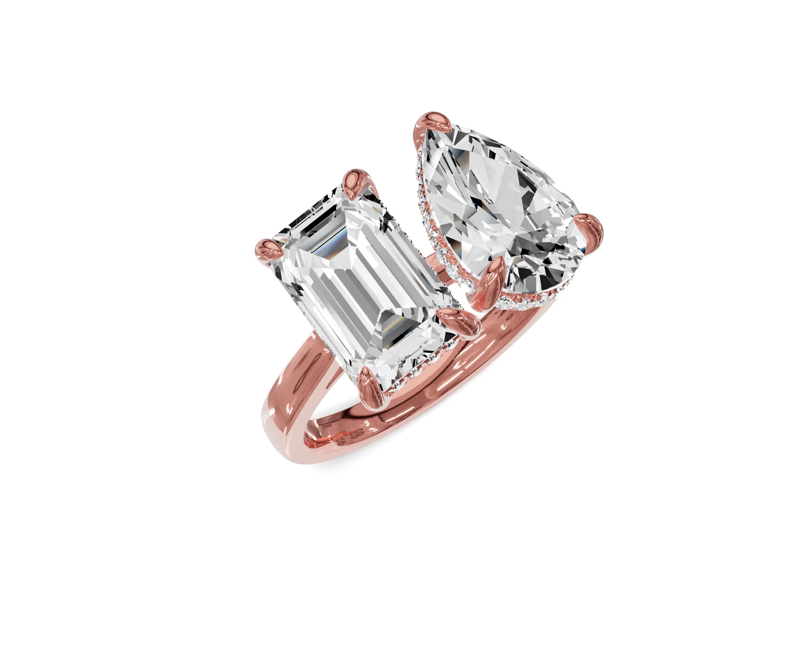 Pear & Emerald Toi et Moi Diamond Ring - Chicory Jewel