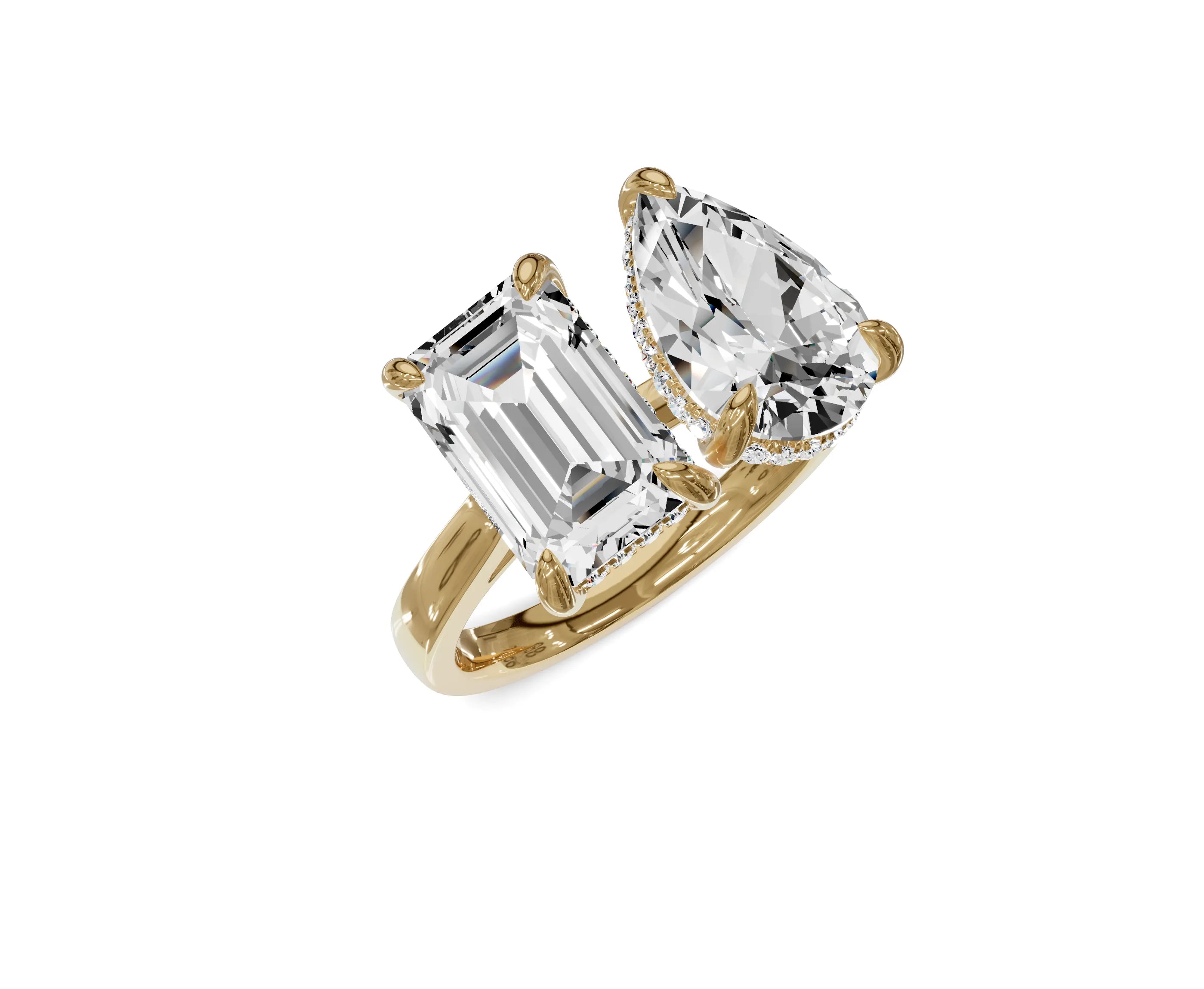 Pear & Emerald Toi et Moi Diamond Ring - Chicory Jewel