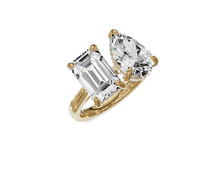 Pear & Emerald Toi et Moi Diamond Ring - Chicory Jewel