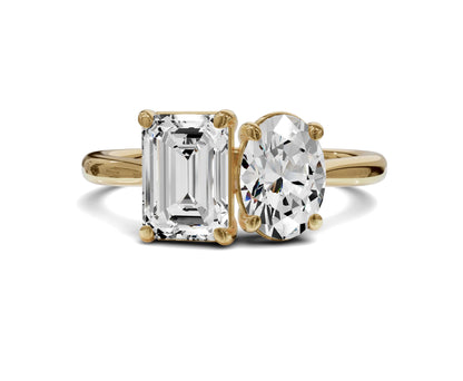 Oval & Emerald Cut Toi Et Moi Engagement Ring | 1.75ct Lab Grown - Chicory Jewel