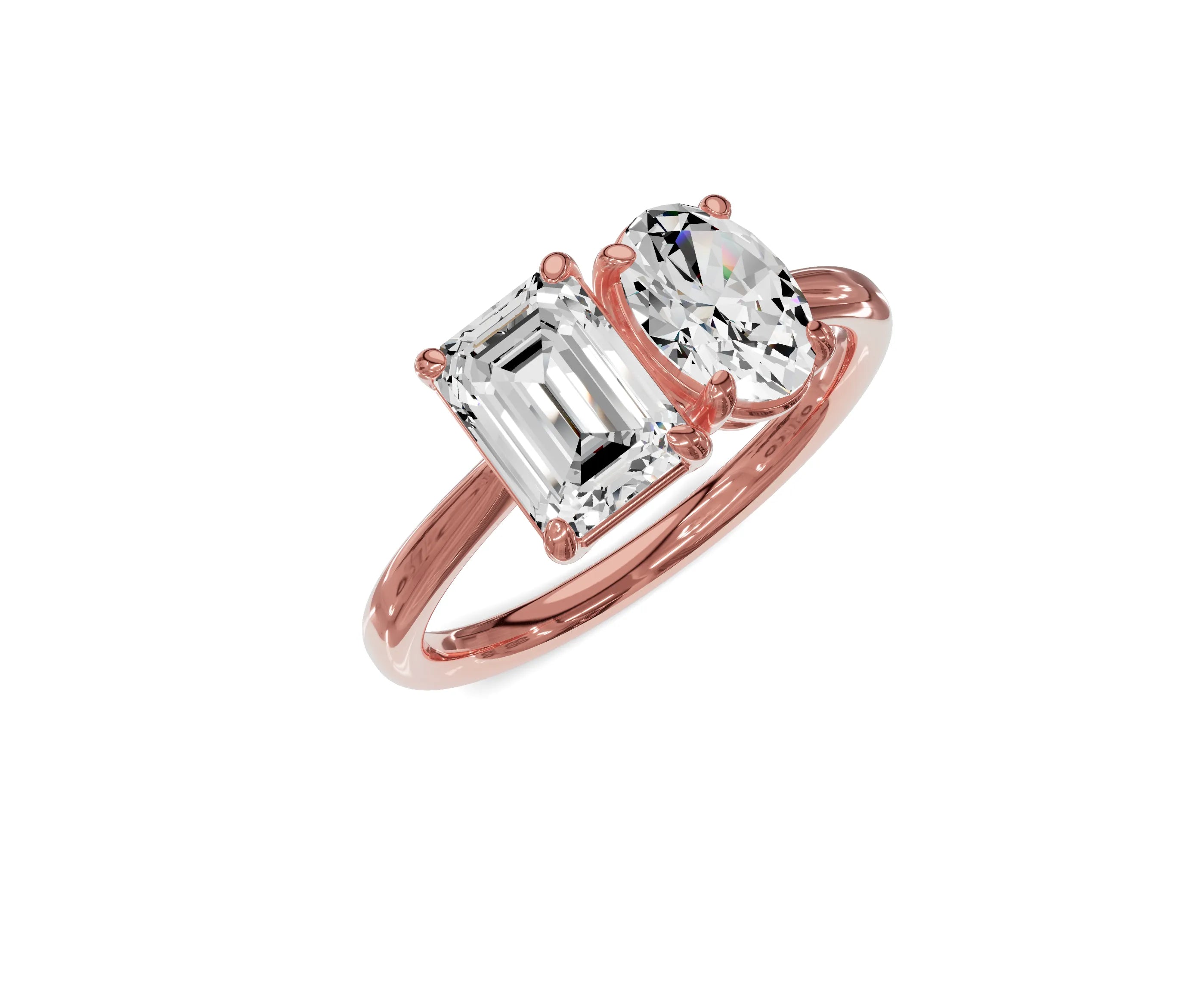 Oval & Emerald Cut Toi Et Moi Engagement Ring | 1.75ct Lab Grown - Chicory Jewel