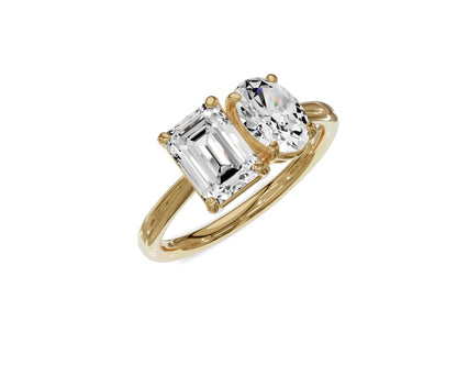 Oval & Emerald Cut Toi Et Moi Engagement Ring | 1.75ct Lab Grown - Chicory Jewel