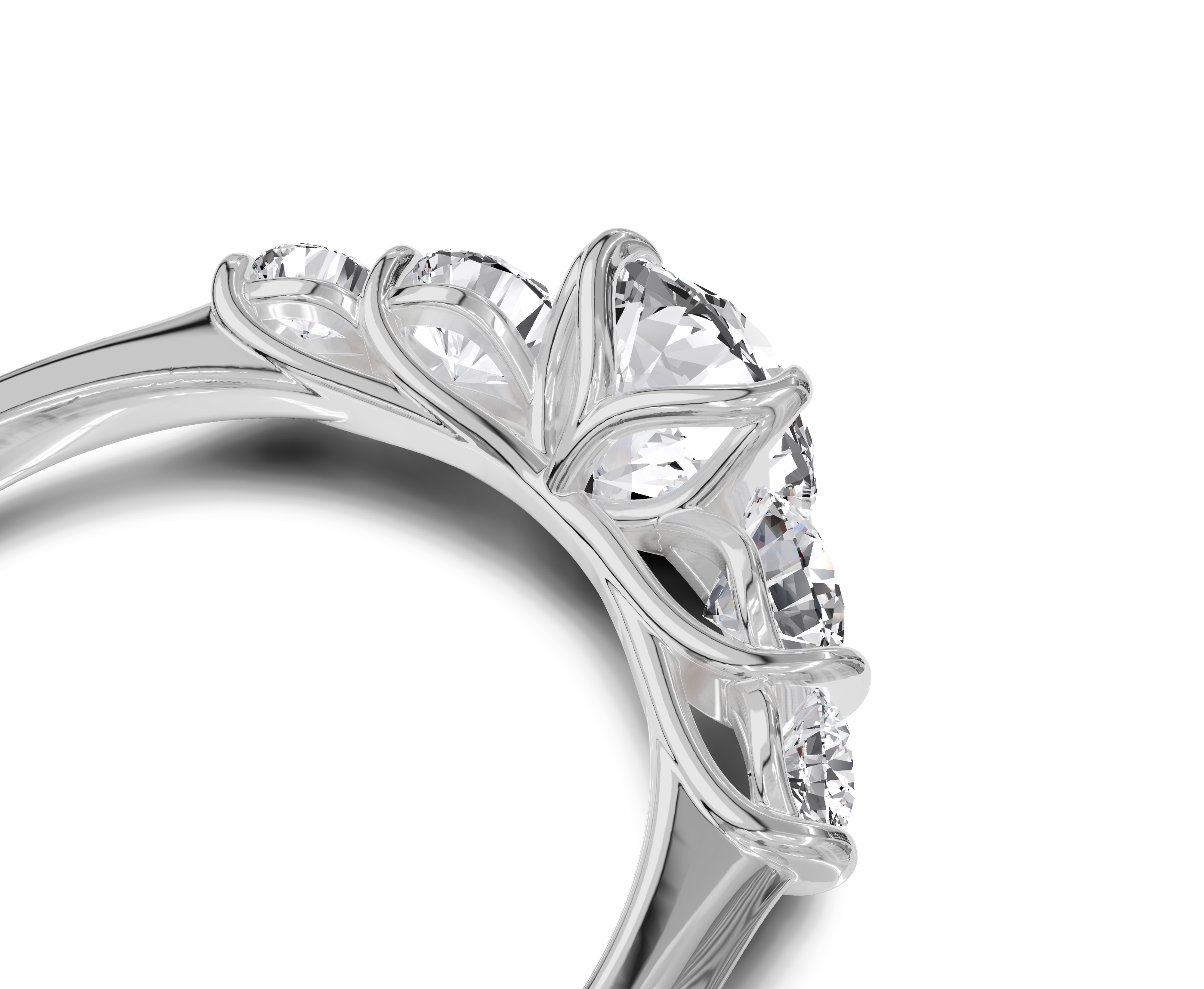 Round Cut Engagement Ring | 5 Stone | Lab Grown Diamond