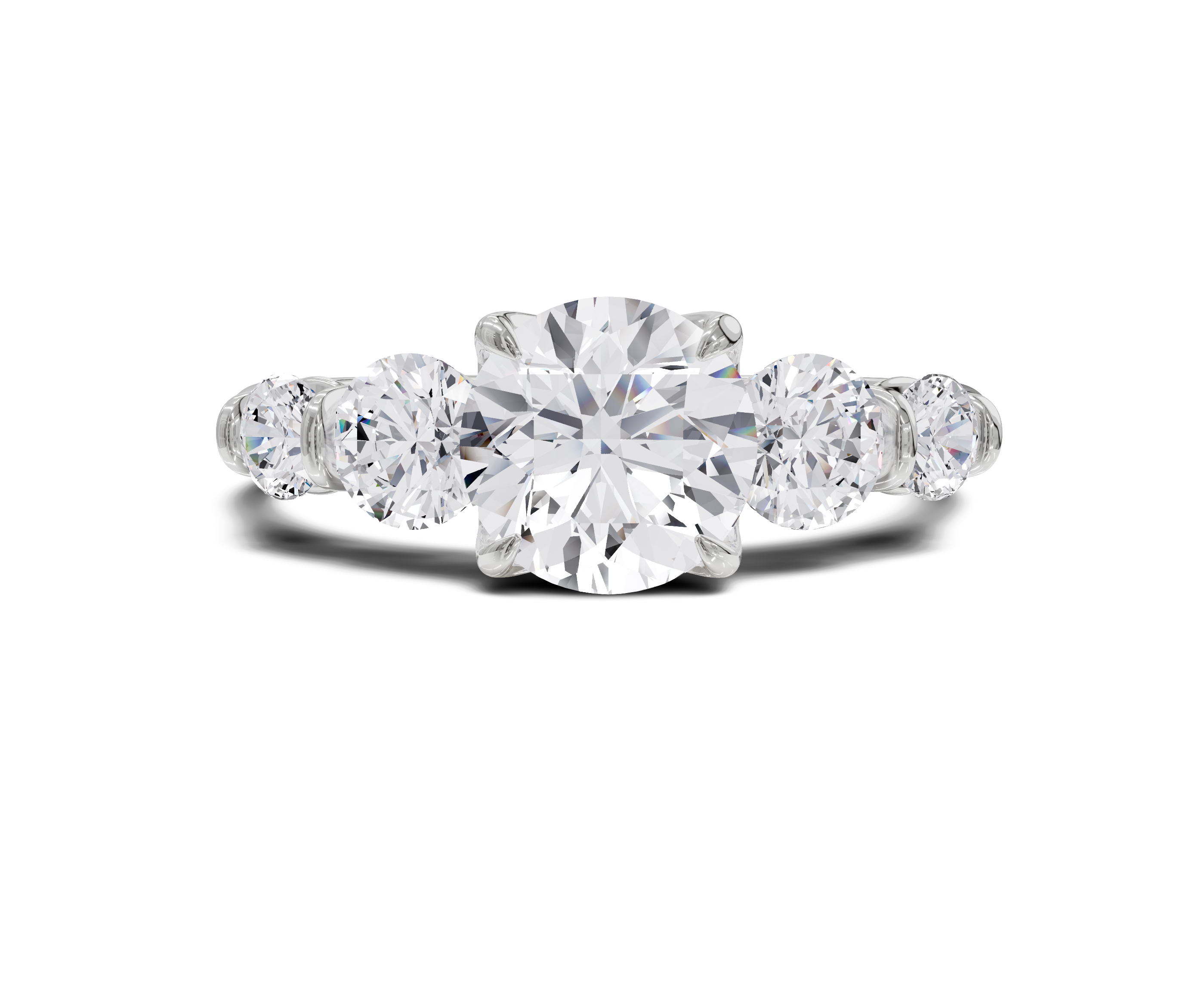 Round Cut Engagement Ring | 5 Stone | Lab Grown Diamond