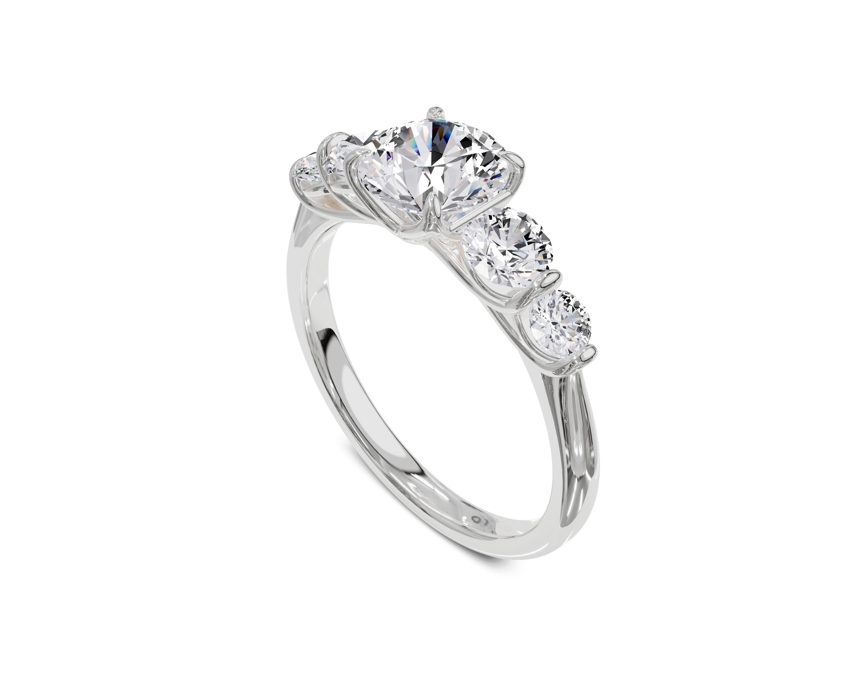 Round Cut Engagement Ring | 5 Stone | Lab Grown Diamond