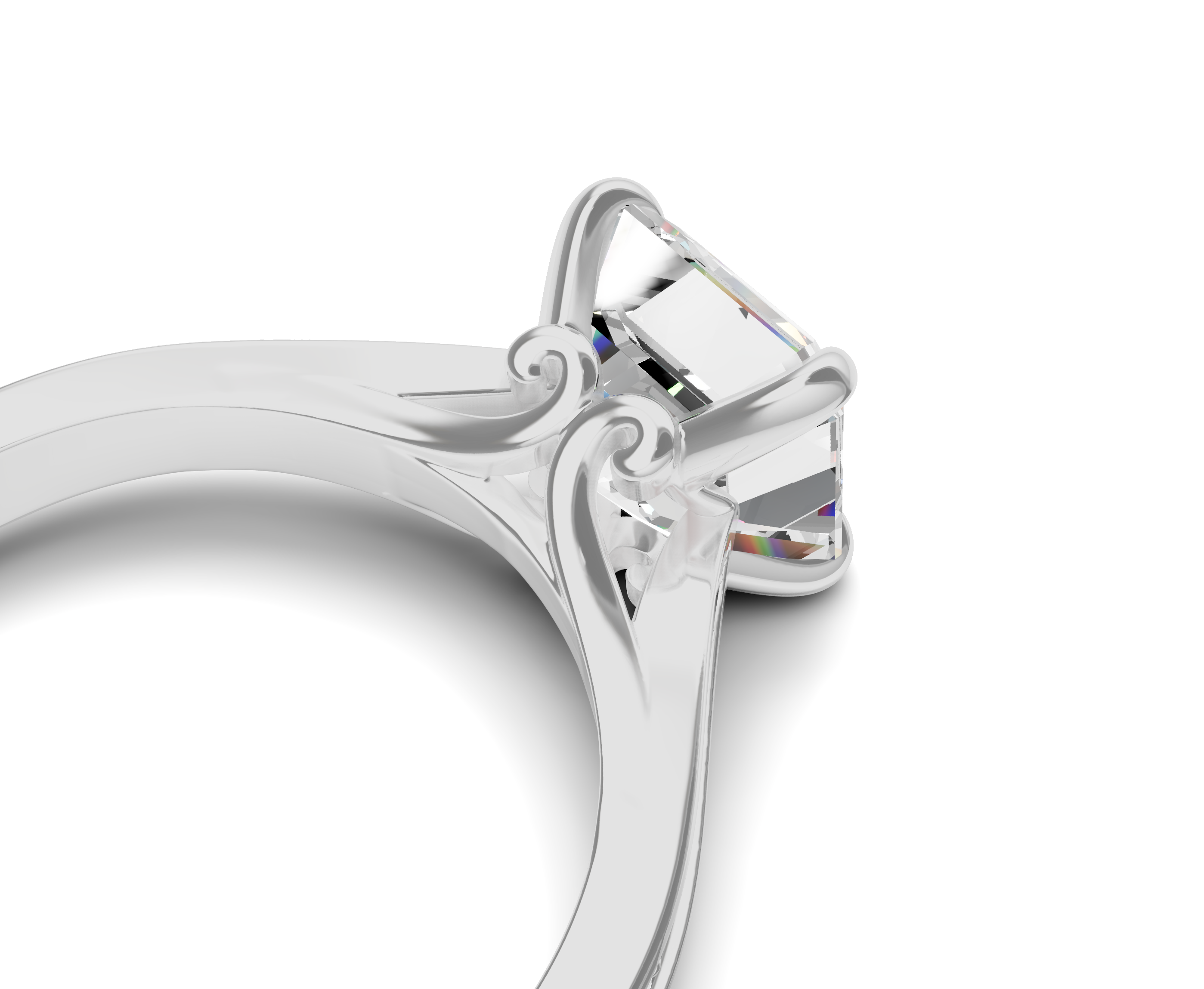 Timeless Lab Grown Diamond Side Stone Engagement Ring|Asscher Cut - Chicory Jewel