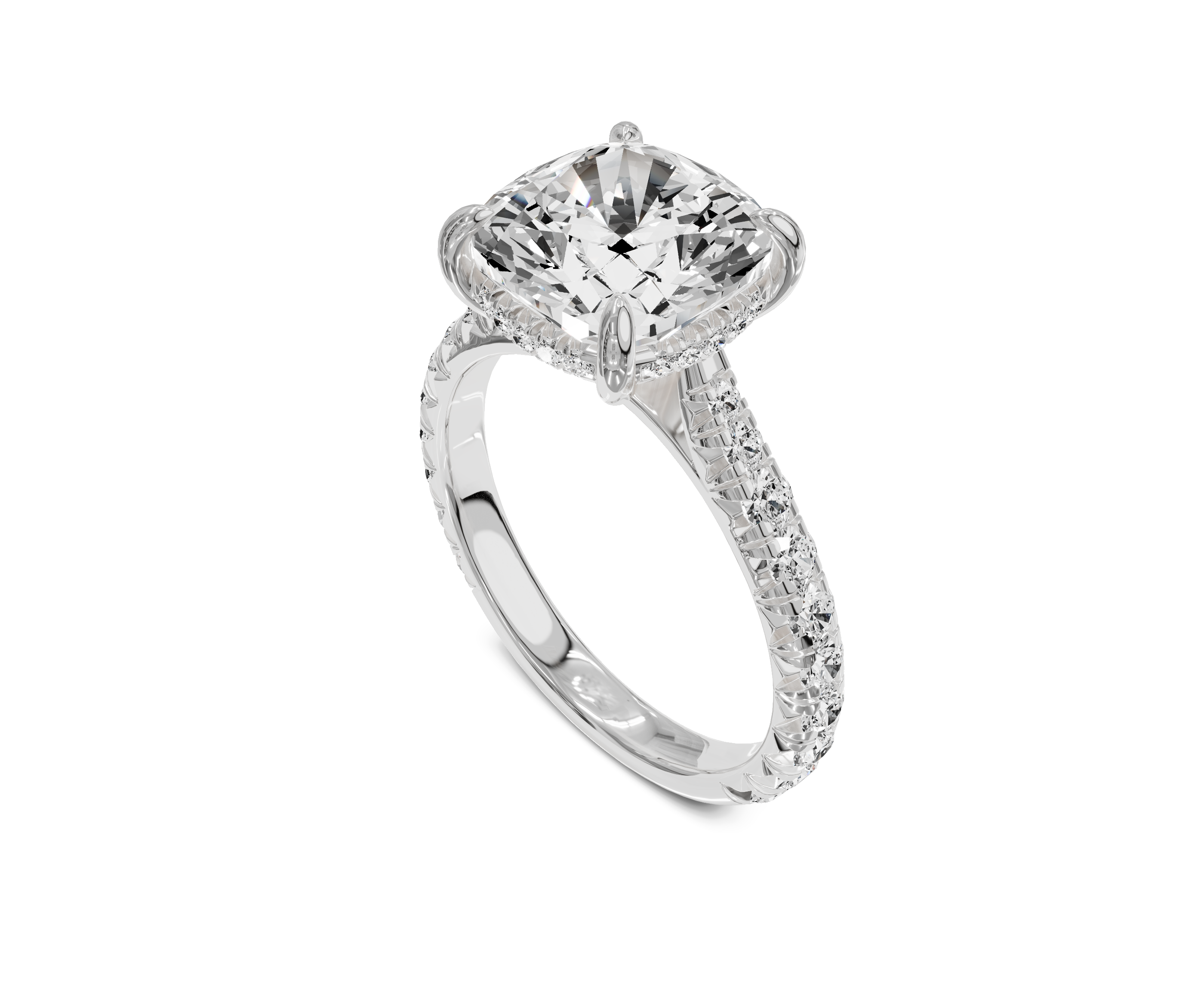 Brilliant Cushion Cut Engagement Rings | Hidden Halo, #metal-type_14k-white-gold