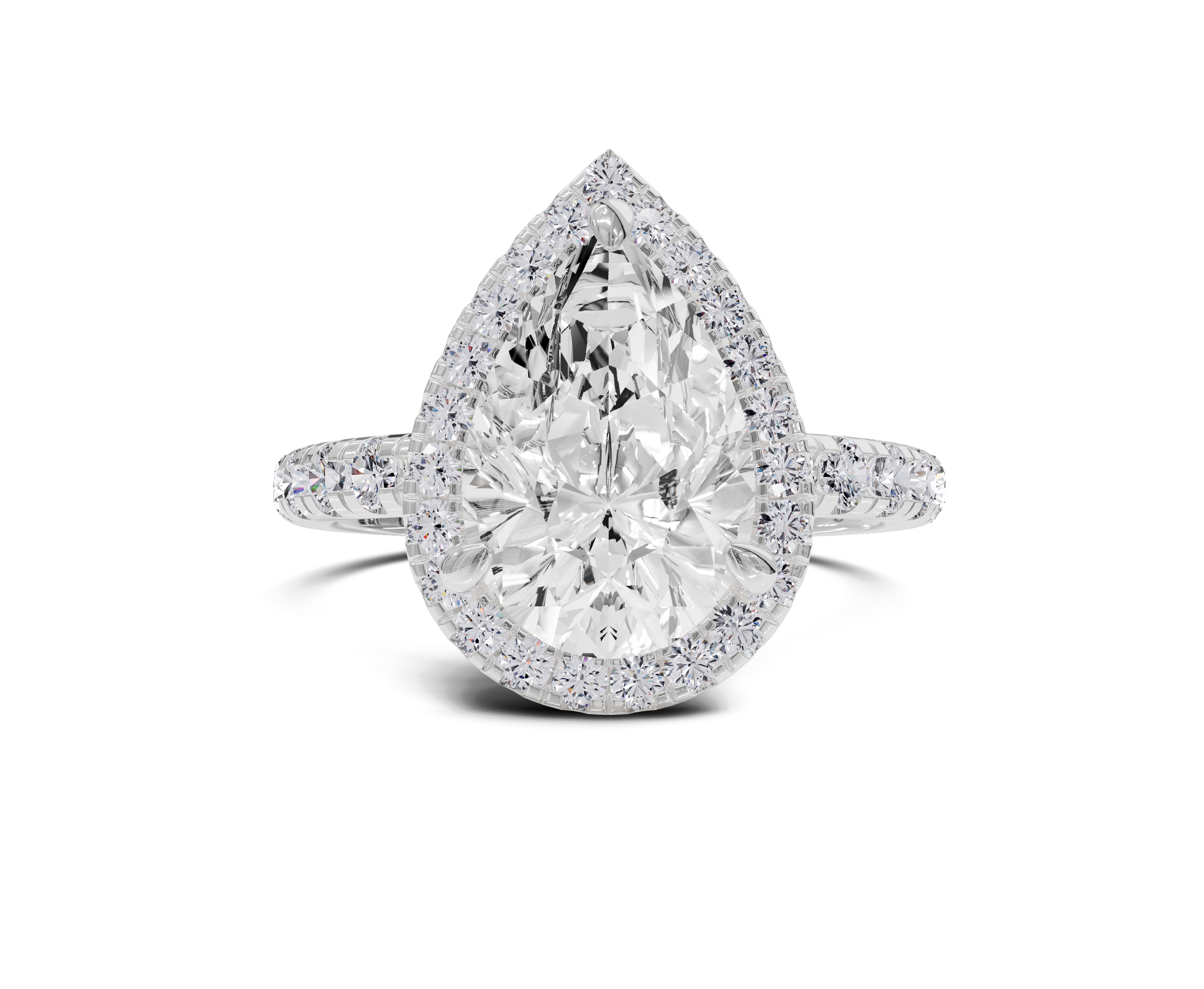 Pear Cut Engagement Ring With Halo & Side Stones Ring