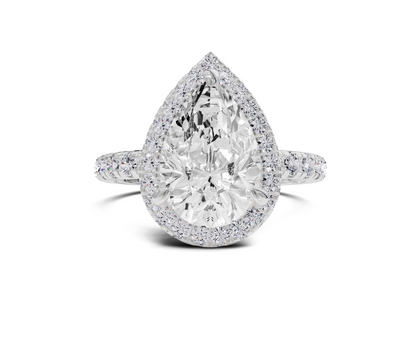 Pear Cut Engagement Ring With Halo & Side Stones Ring