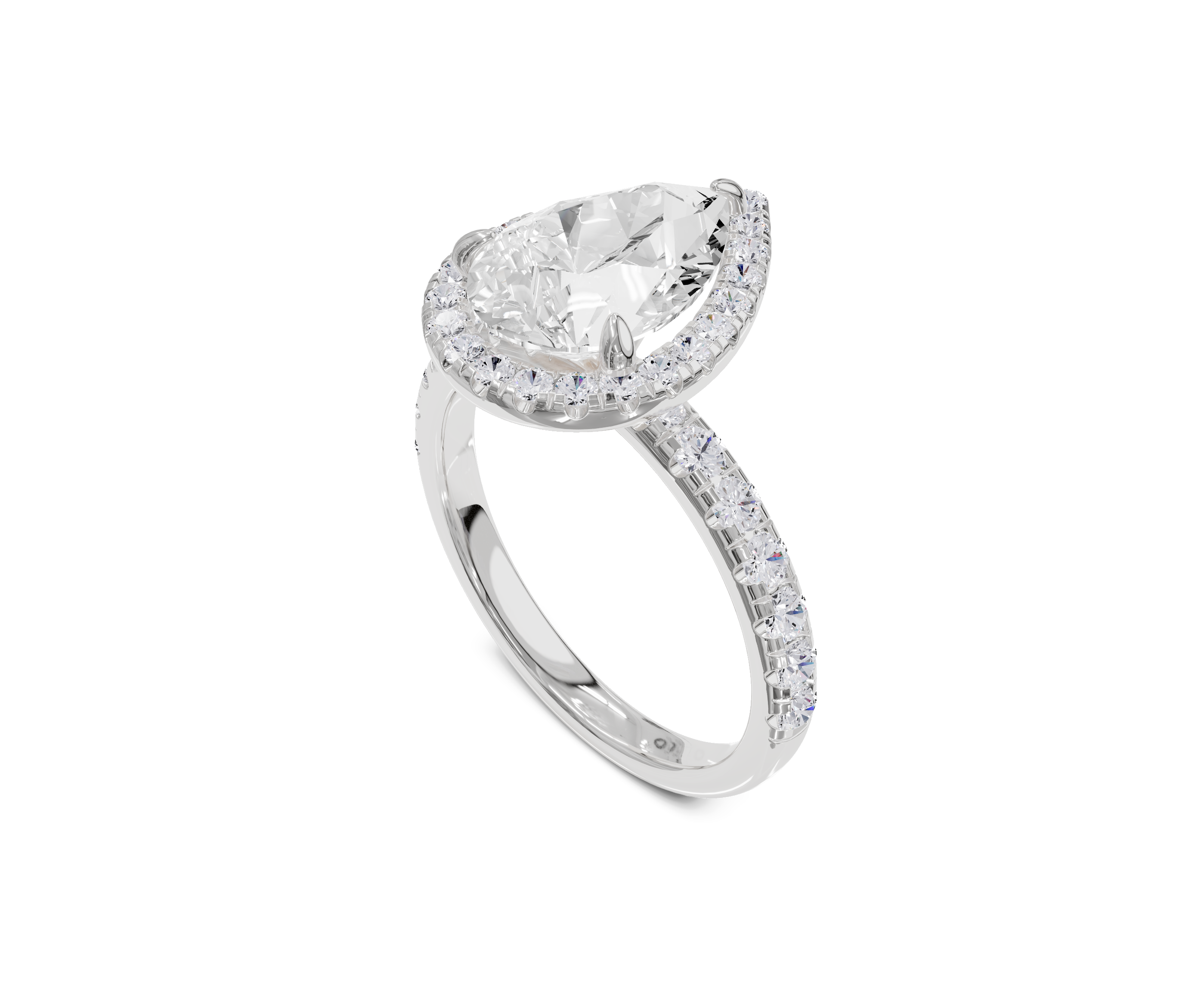 Pear Cut Engagement Ring With Halo & Side Stones Ring