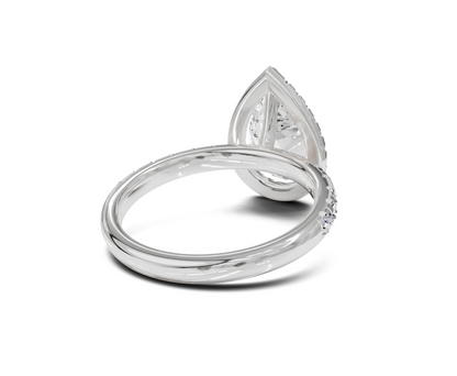 Pear Cut Engagement Ring With Halo & Side Stones Ring